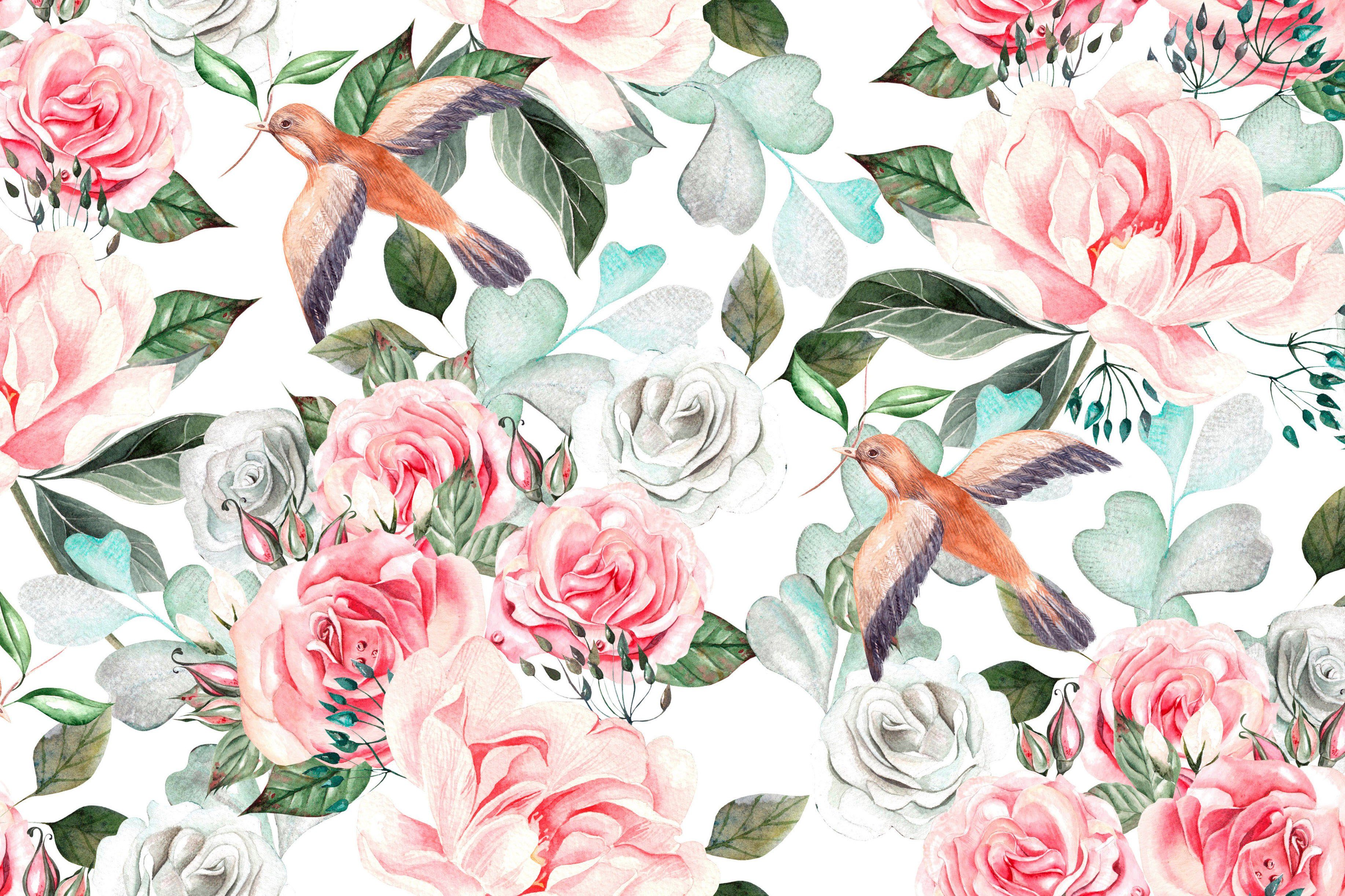 (1 weiß grün, Blumen A.S. Leinwandbild Blumen Landhaus rosa, Rosen Blümchen St), Paradise, Création Keilrahmen