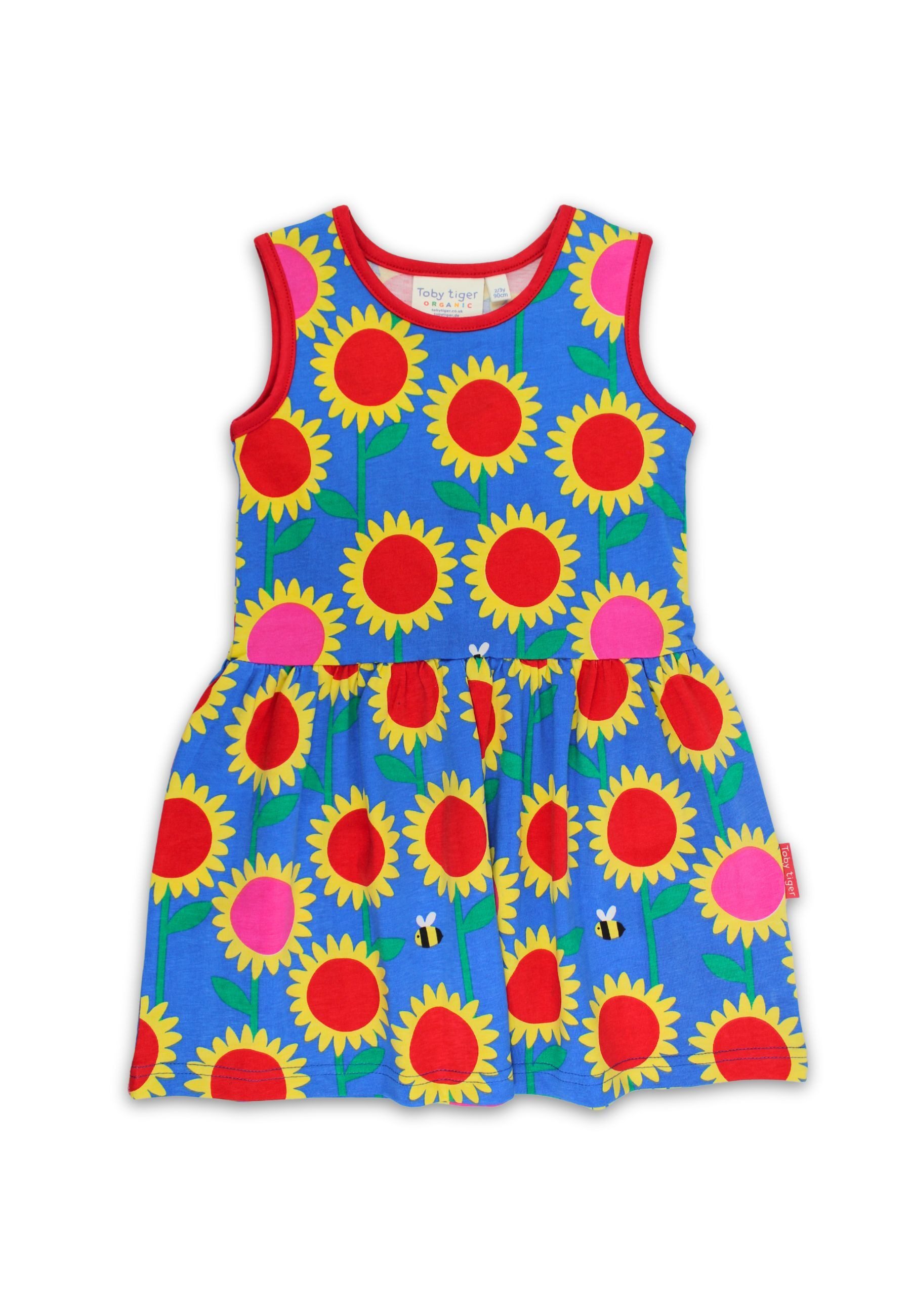 Toby Tiger Shirtkleid Sommerkleid mit Sonnenblumen-Meer Print