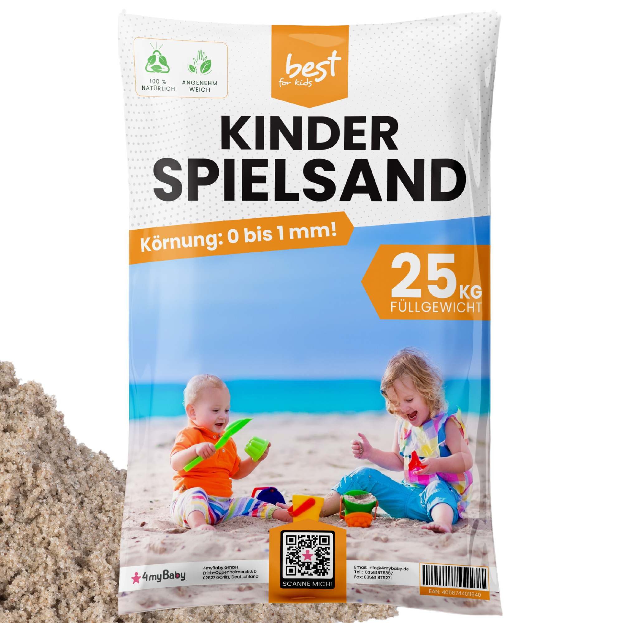 Best for Kids Spielsand Quarzsand Sand für Sandkasten Dekosand Zertifizierte Qualität, TOP Qualität