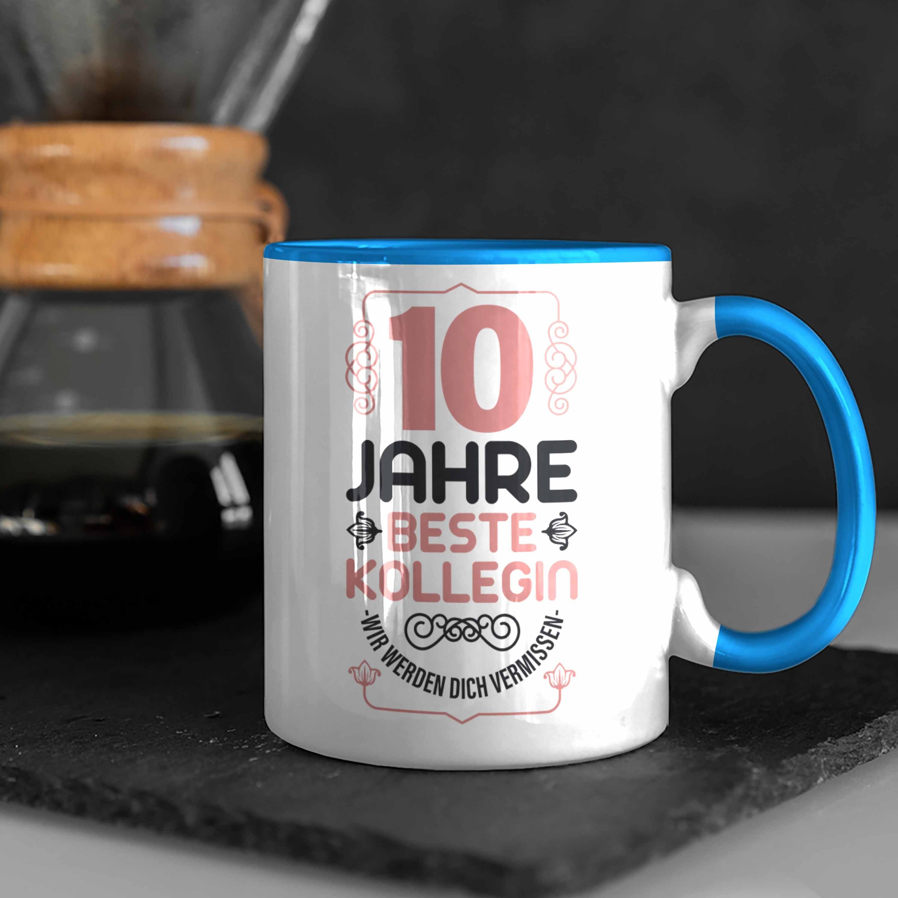 10 Jubiläum Jahre Geschenk - Tasse Trendation Idee Kollegin Trendation Blau