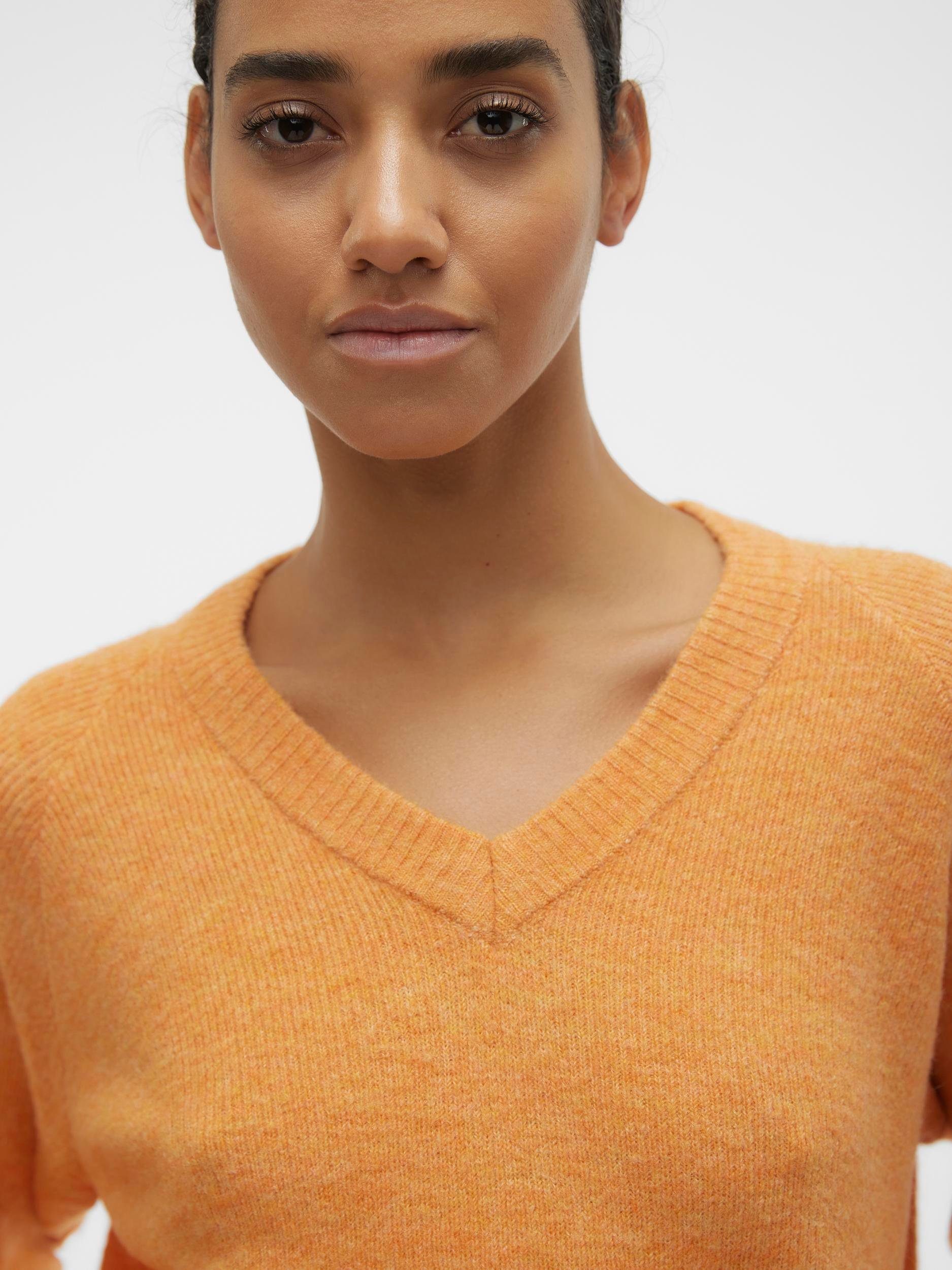Tangerine LS MELANGE VMELLYLEFILE Moda Detail:W V-NECK PULLOVER Vero V-Ausschnitt-Pullover