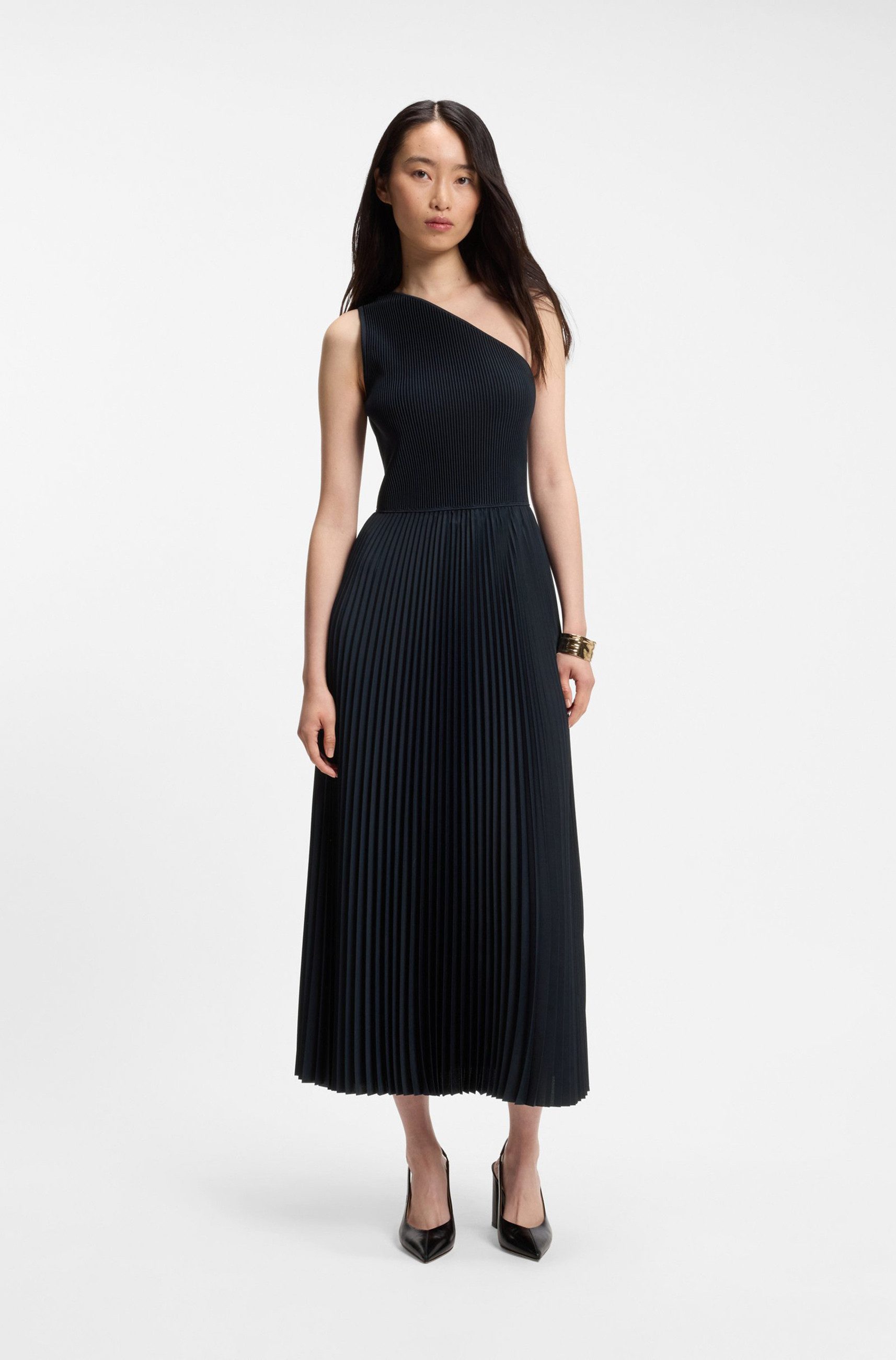 BOSS Jerseykleid Foki mit One-Shoulder-Design (1-tlg)