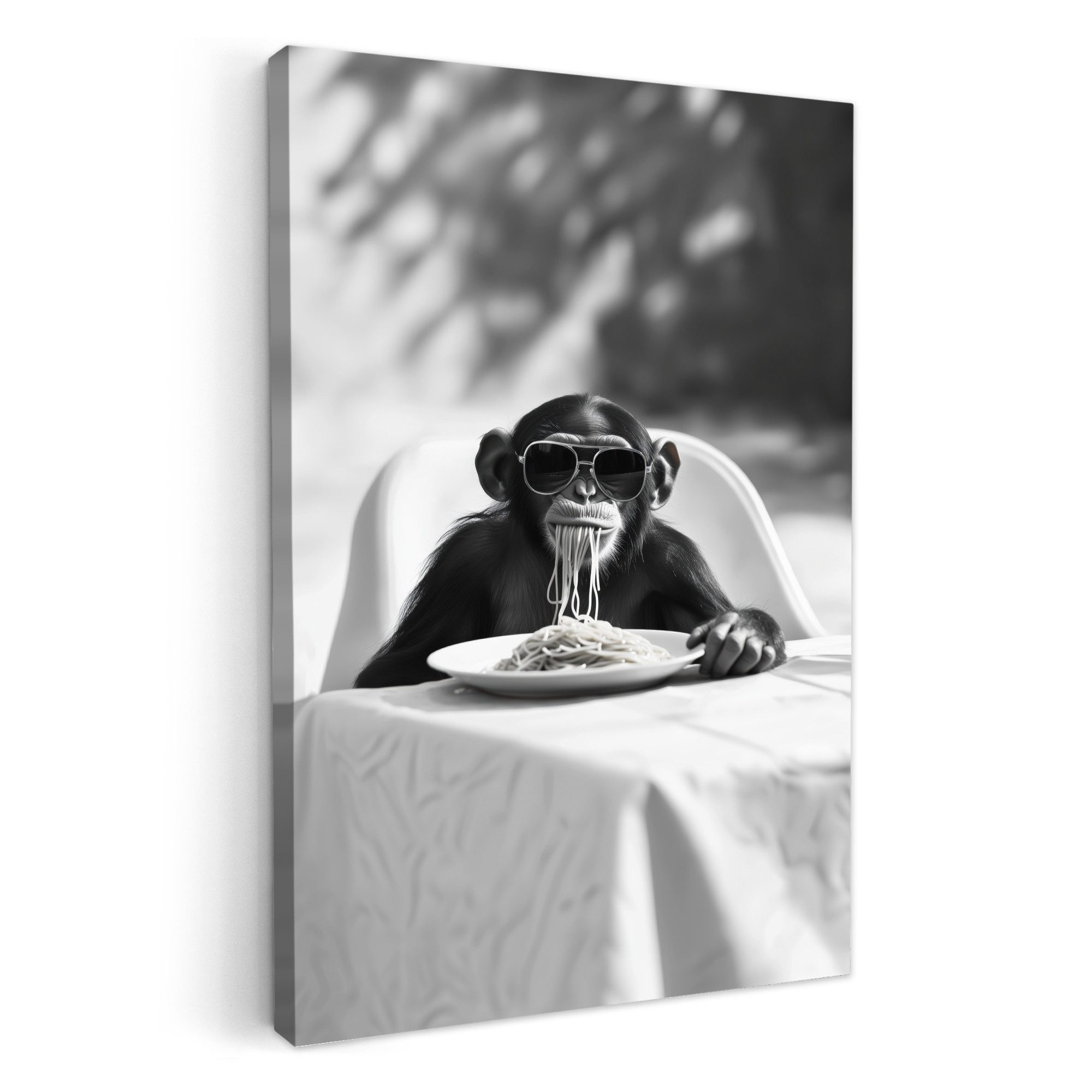OneMillionCanvasses® Leinwandbild Affe - Spaghetti - Sonnenbrille - Schwarz günstig online kaufen