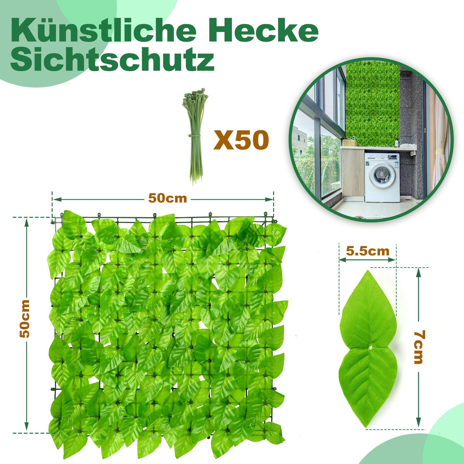 Clanmacy Balkonsichtschutz Sichtschutzhecke Windschutz Efeu Sichtschutz günstig online kaufen