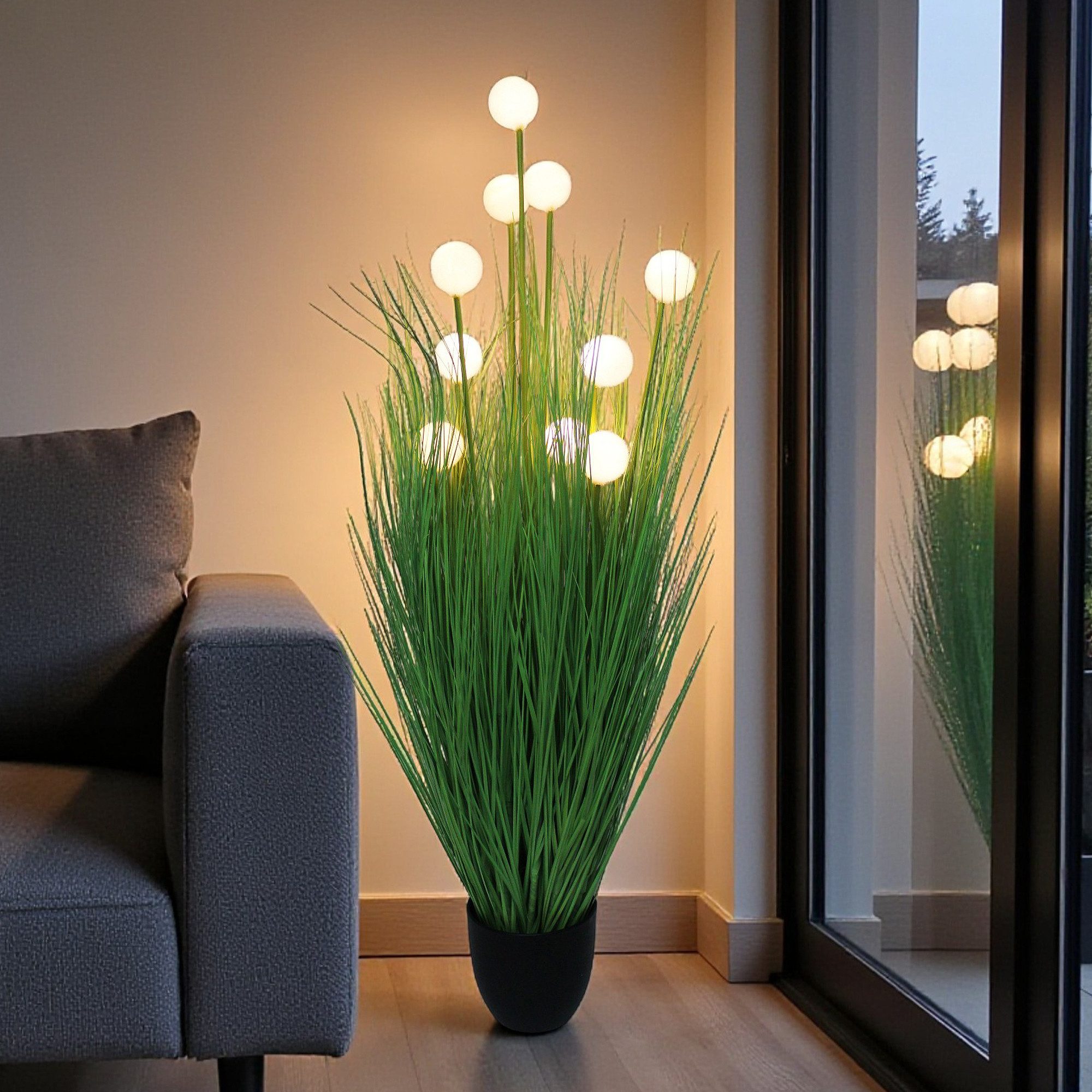 Kunstpflanze Kunstgras Dekogras Stehlampe Dekoleuchte künstliche Pflanze Gr günstig online kaufen