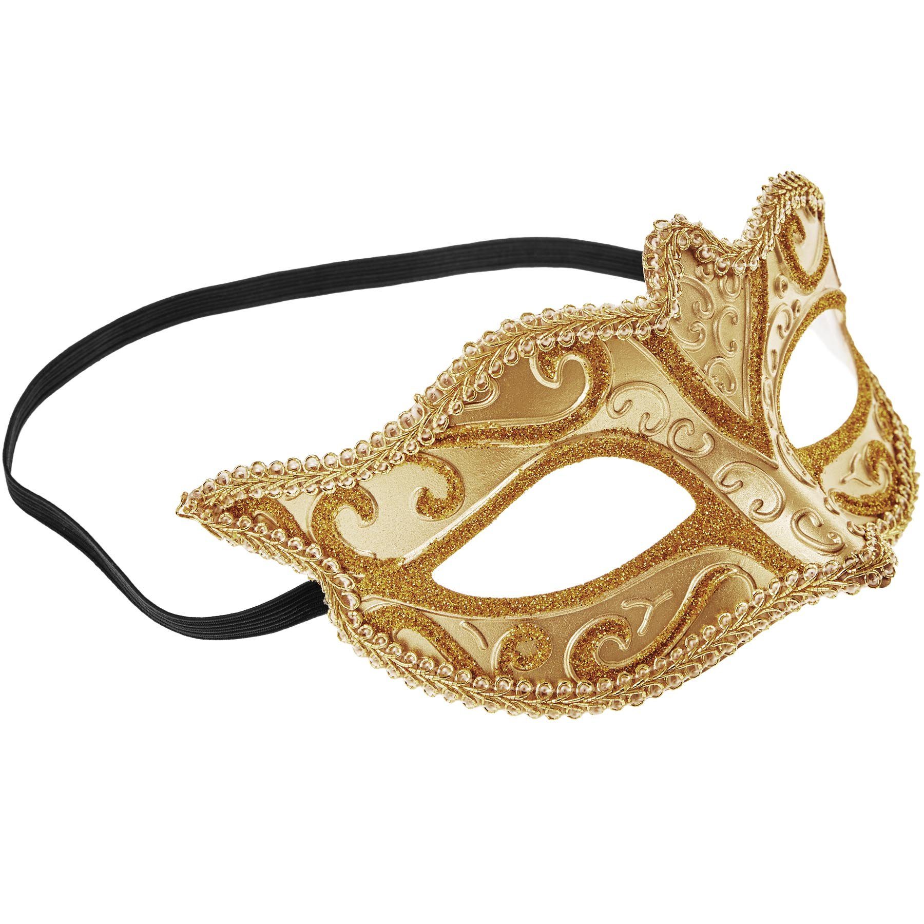 dressforfun Kostüm Faschingskleidung/Maskeradenverkleidung, in gold, ca. 18 x 11 cm, Halbmaske, Einheitsgröße, feine Muster, Zierborte, Gewicht ca. 25 g