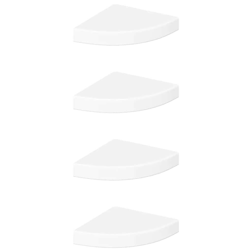furnicato Wandregal 4er Set Eckregale 25x25x3,8 cm Hochglanzweiß Wandregal, 4-tlg., Wandboard mit unsichtbarem Montagesystem und 5 kg Tragkraft pro Stück