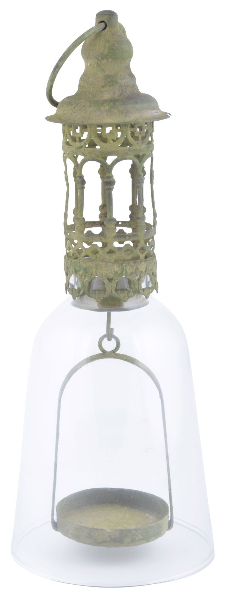 Teelichthänger aus veraltetem Aged Metal (1 St), Metall design Windlicht Glasglocke, Glas und esschert mit