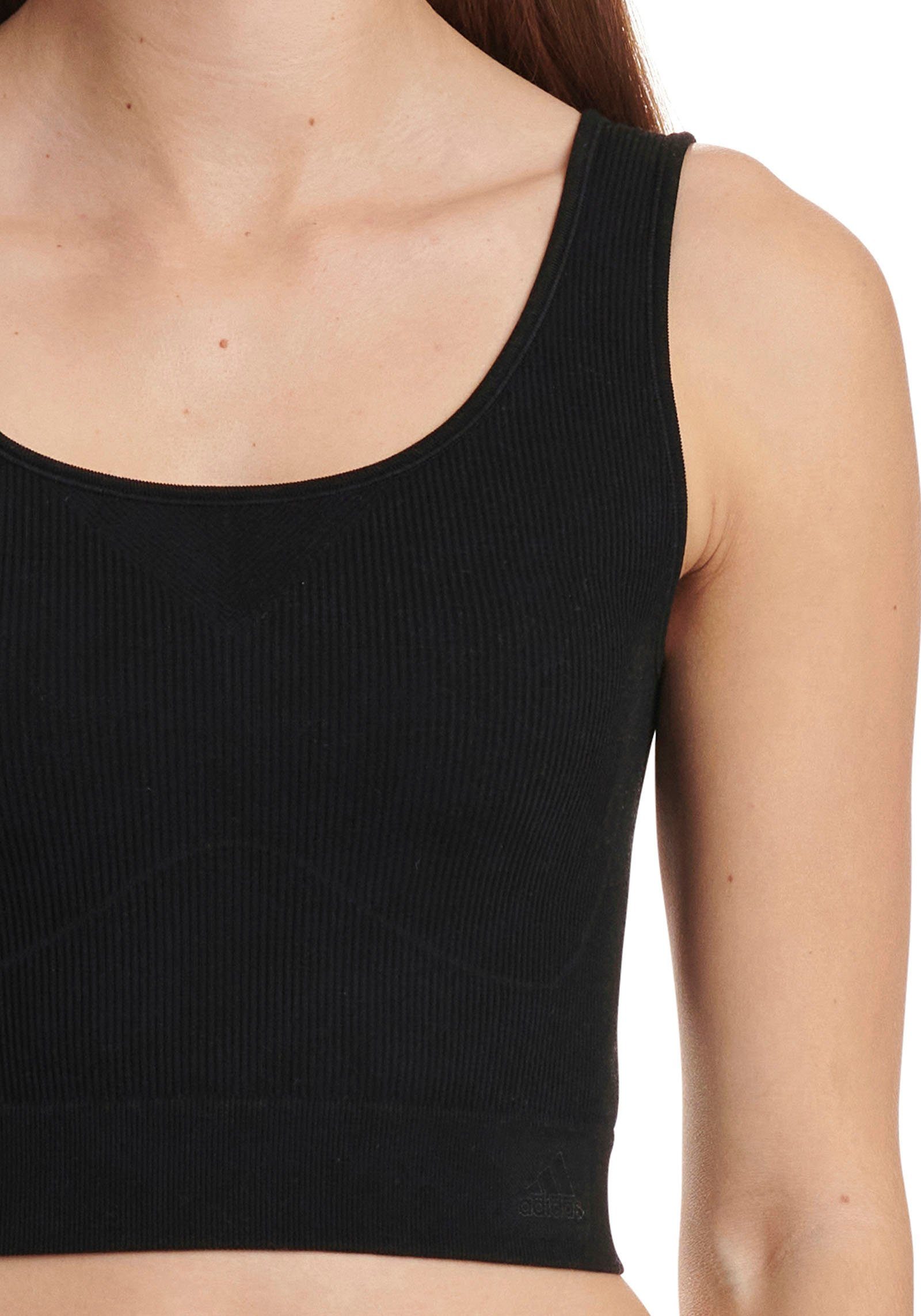 Stretch Nahtloser schwarz adidas Top Cropped Sportswear Unterhemd