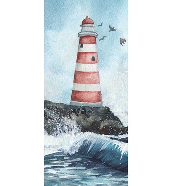 MyMaxxi Dekorationsfolie Türtapete gemaltes Gemälde mit Leuchtturm am Meer