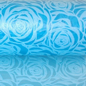 Deko AS Tischläufer Dekoflor® 300mm x 5m Tischläufer Rosenmuster blau Deko Tischband mit L