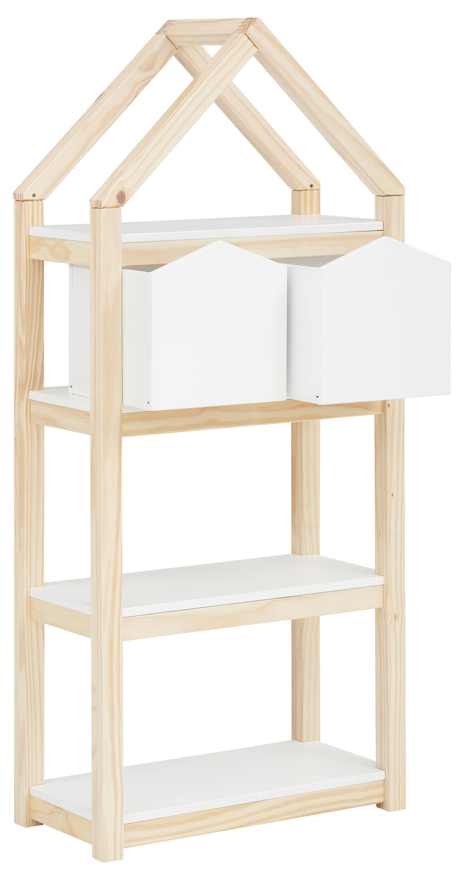 Bücherregal,2 Einlegeböden weiß/natur und Meentje, Breite Kinderregal 59,5 Lüttenhütt Boxen, aus Boxen MDF, cm