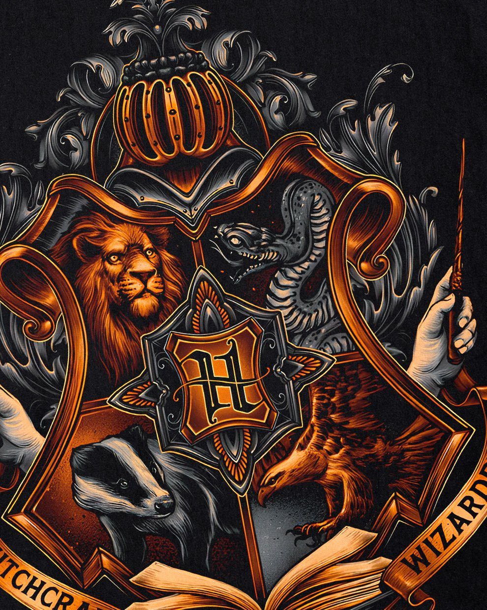 Wizardry harry hogwarts Greatness legacy hufflepuff ravenclaw style3 potter T-Shirt gryffindor Herren Print-Shirt Witchcraft slytherin