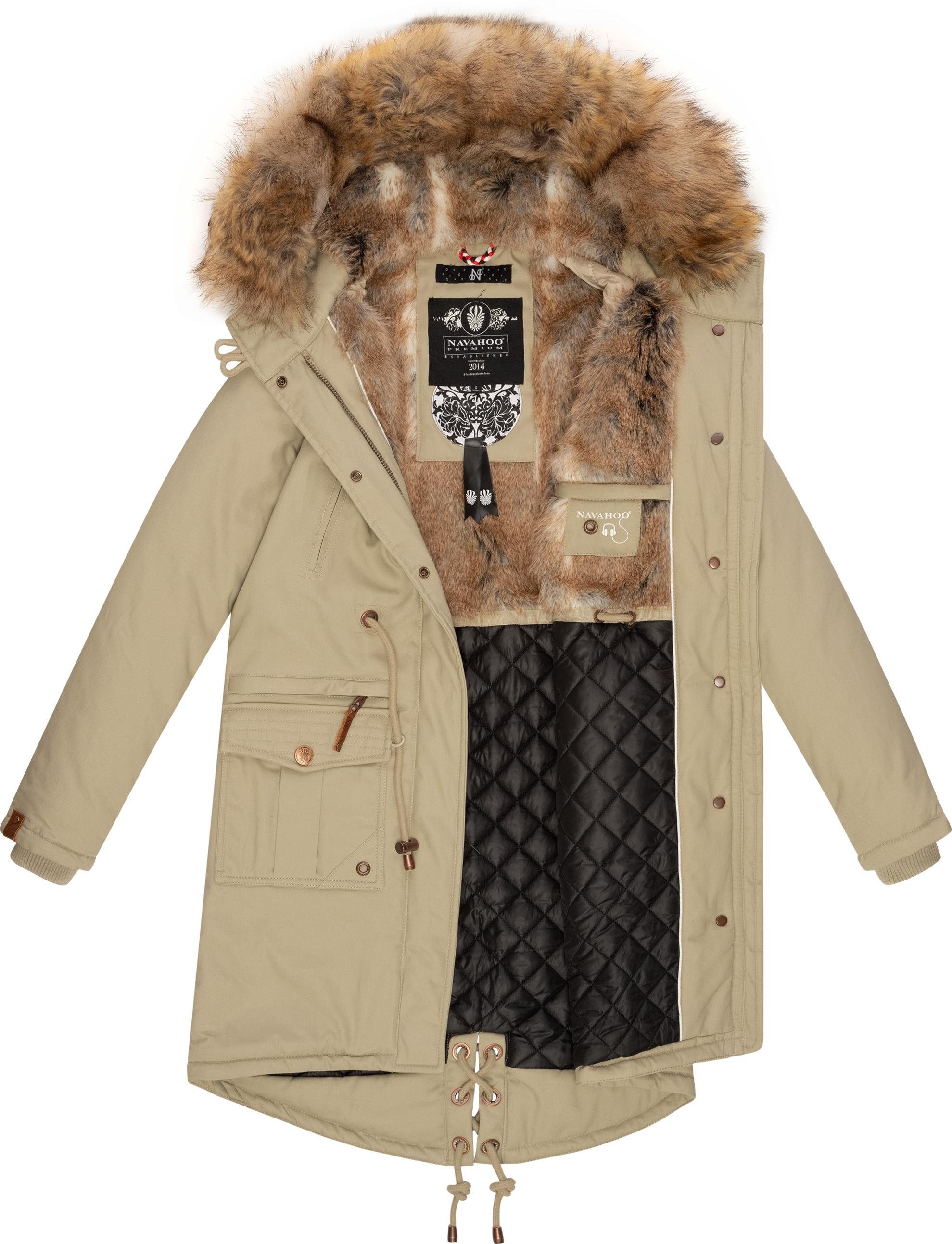 Navahoo Wintermantel Rosinchen stylischer Damen Winter Baumwollparka mit Kunstfell – Bild 5 von 5