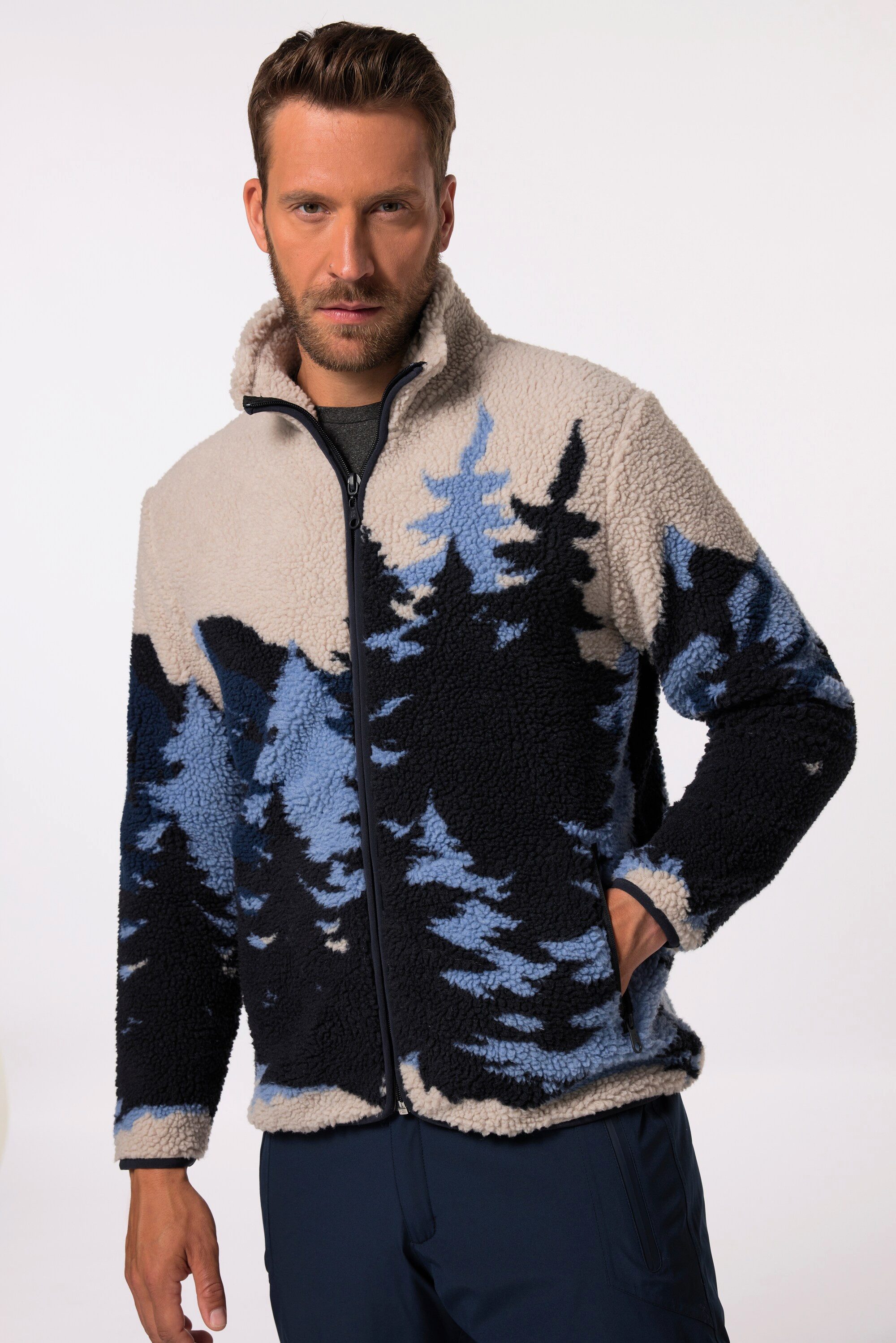 JP1880 Fleecejacke Teddyjacke Skiwear Jacquard Stehkragen
