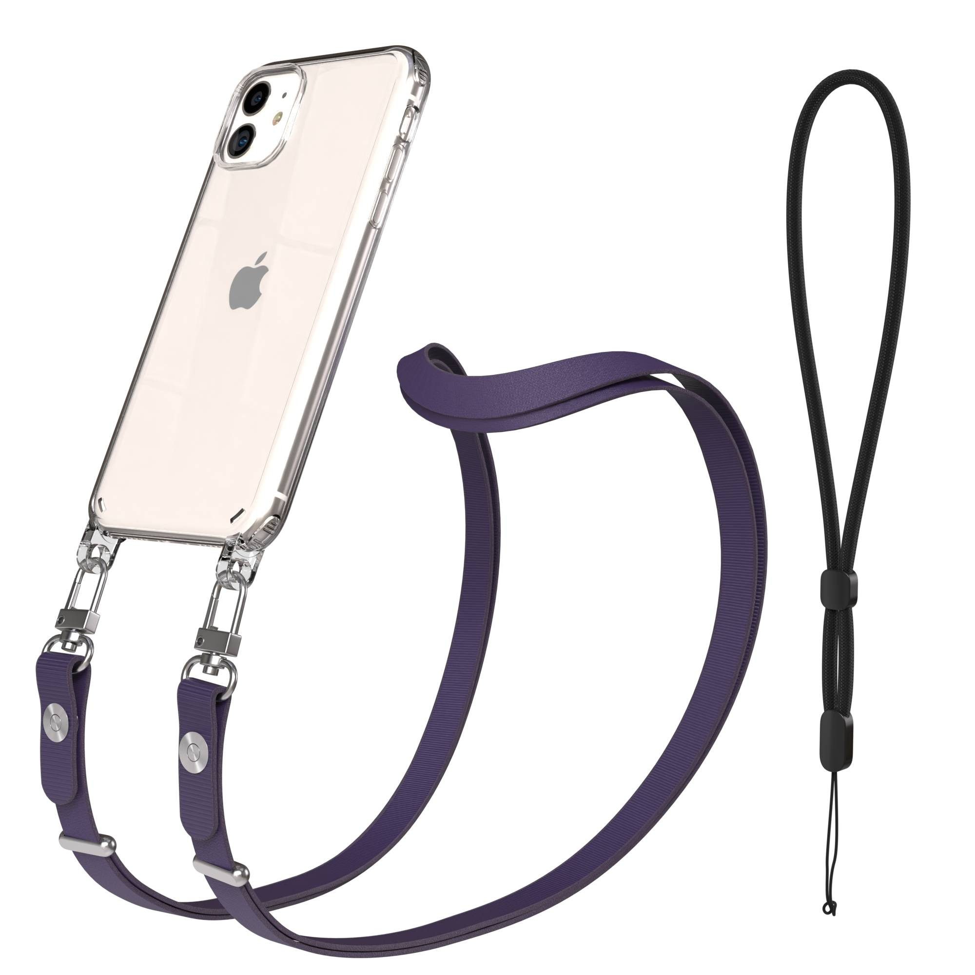 EAZY CASE Handykette für Apple iPhone 11 Handyhülle mit Handyband magnetisch, Handykette in Lila mit Band und zusätzlichen 2x2 Connectoren