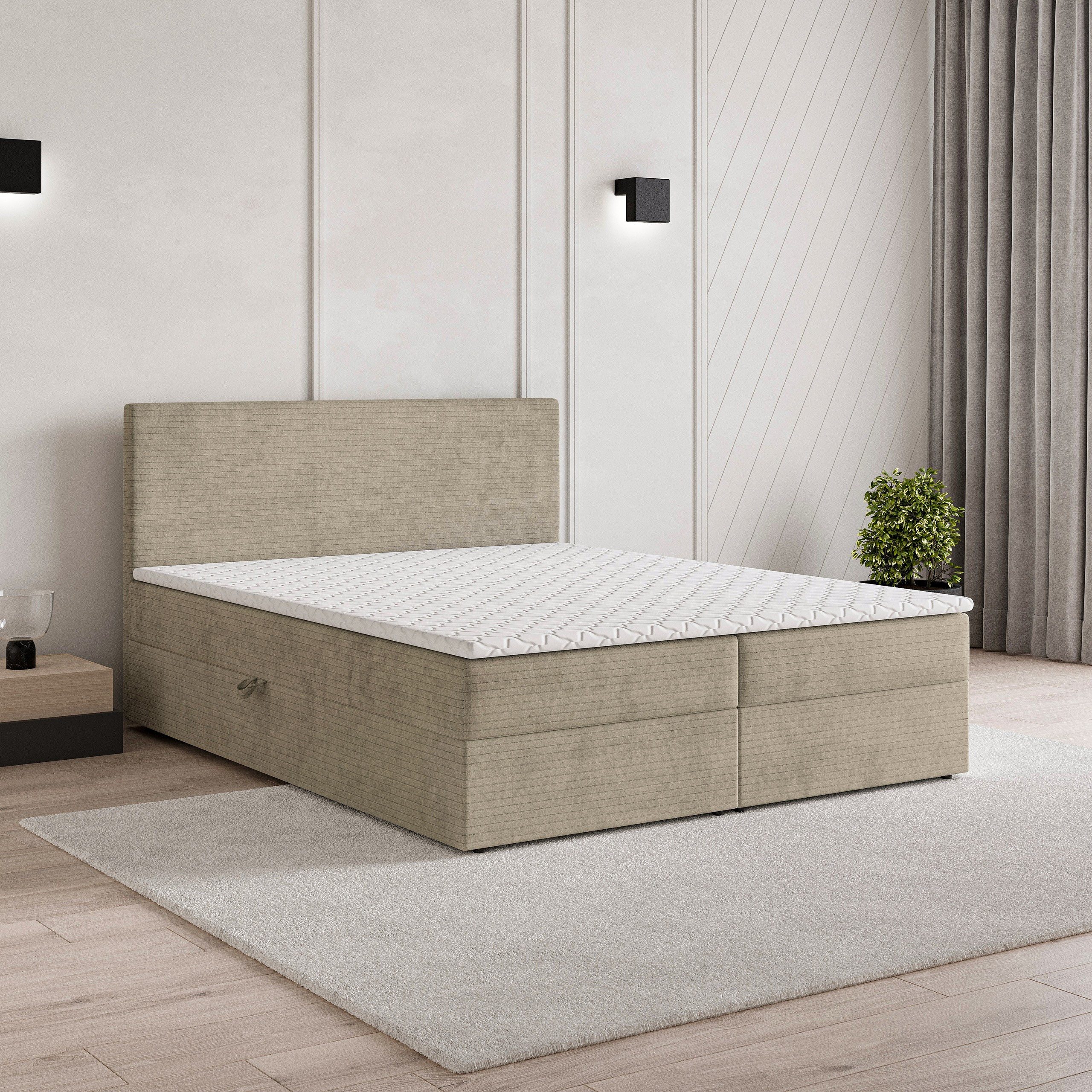 Masseno Boxbett NIRA 140x200 cm mit Bonell Matratze und Topper