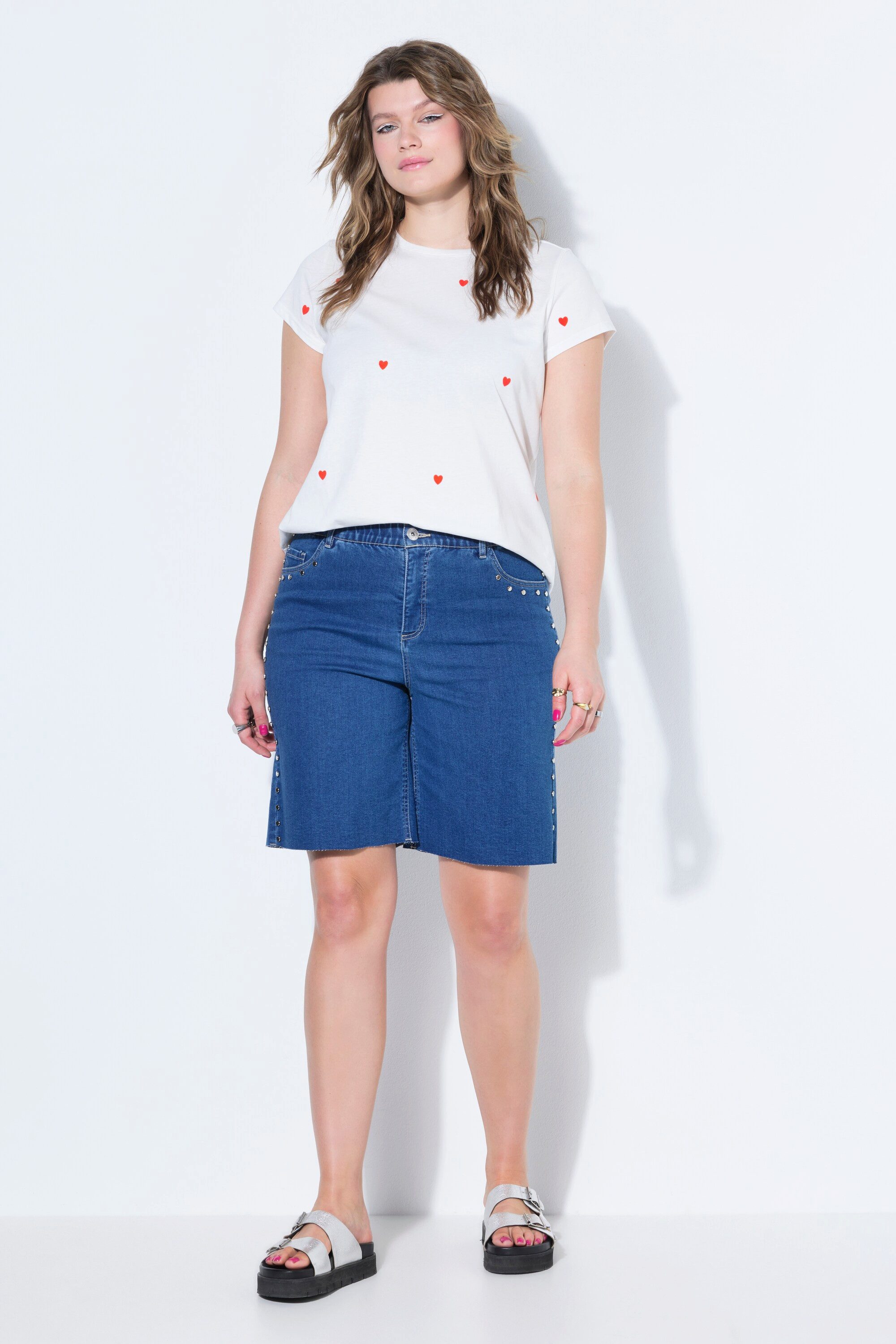 Studio Untold Regular-fit-Jeans Jeans-Shorts Wide Legs High Waist Ziernieten