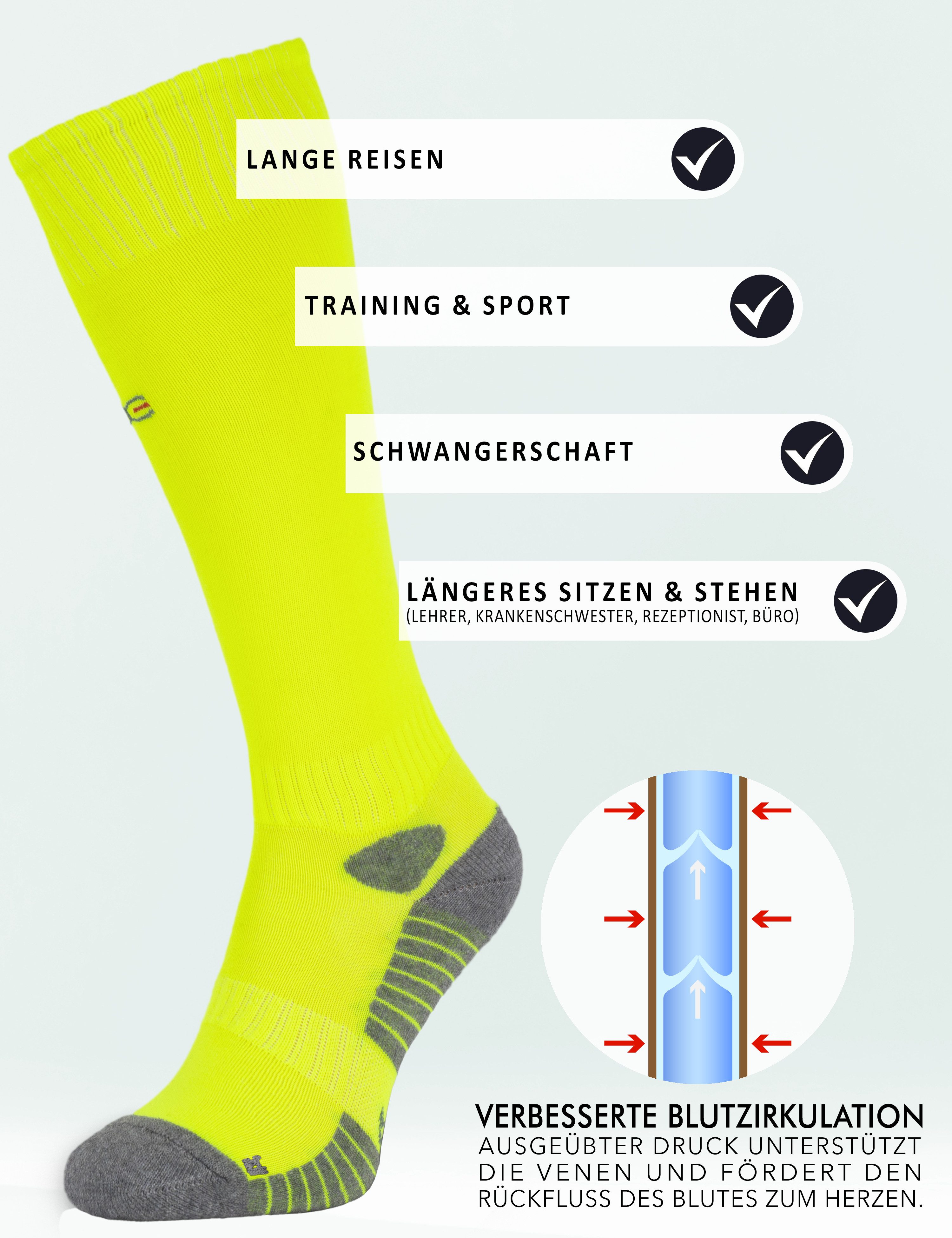 OCERA Freizeitsocken Fußball Socken für Kinder, Jugendliche und Erwachsene in gelb, 43/46