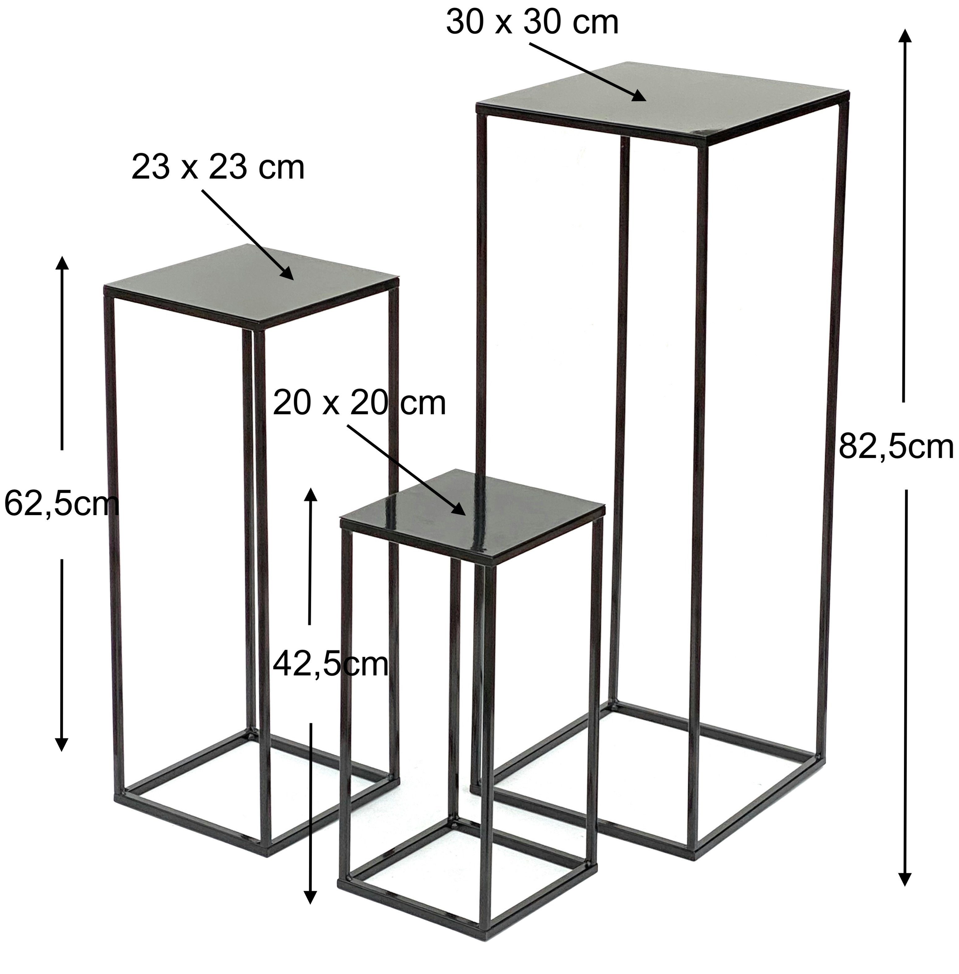 DanDiBo Blumenhocker DanDiBo Blumenhocker Blumensäule Pflanzenständer Pflanzenhocker Beistelltisch 434 Metall 3er Modern Blumenständer Eckig Schwarz Set