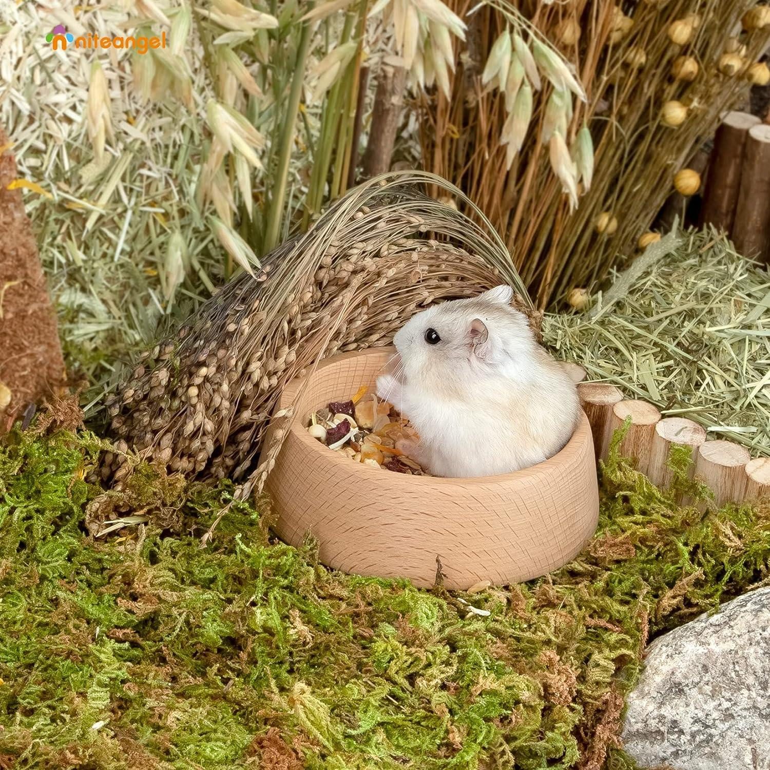 Thumbnail - LuxusKollektion Kleintierkäfig Hamster-Futternapf aus Holz für Zwerghamster Rennmäuse Mäuse 7,9cm