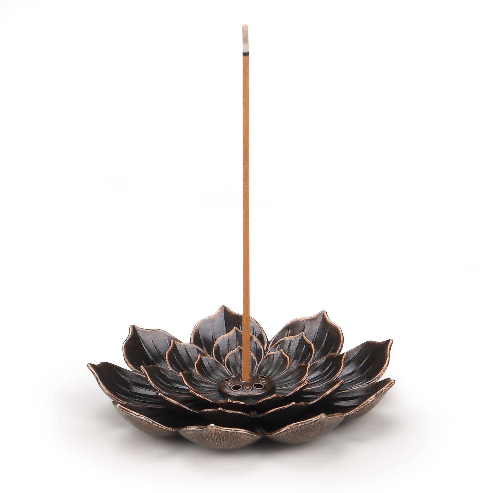 FOUORTUNATE-BEE Räucherschale Lotus Räuchergefäß Räucherstäbchenhalter 6 Loch Weihrauchhalter Set, Für Meditation Yoga Wohnzimmer Schlafzimmer Büro Deko Räuchern