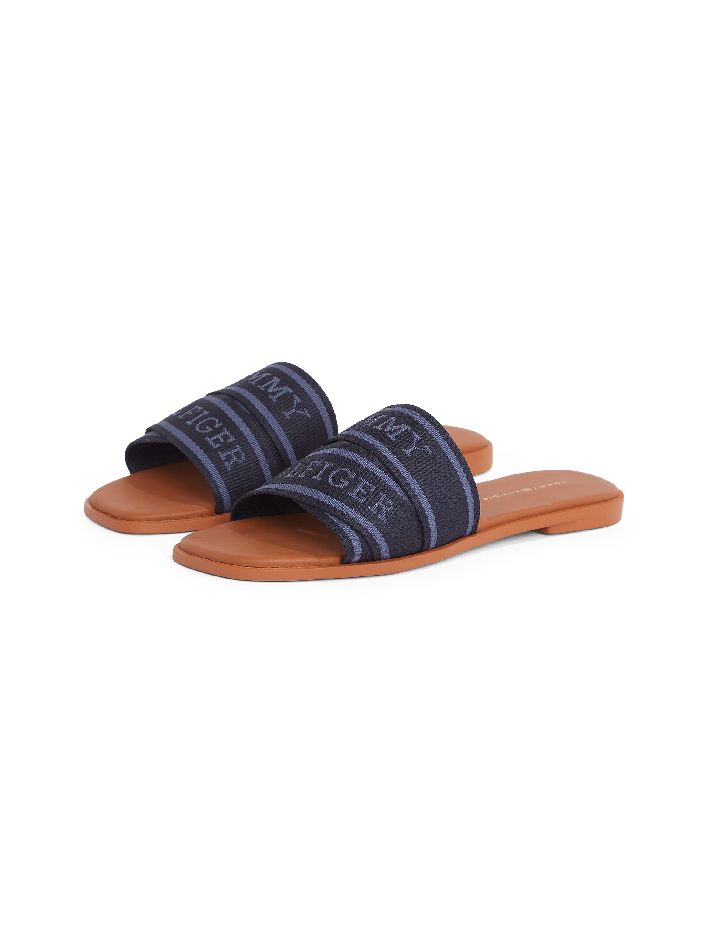 Tommy Hilfiger TOMMY HILFIGER WEBBING MULE Pantolette, Blockabsatz, Sommerschuh, Bequemschuh, Flats mit Logoschriftzug