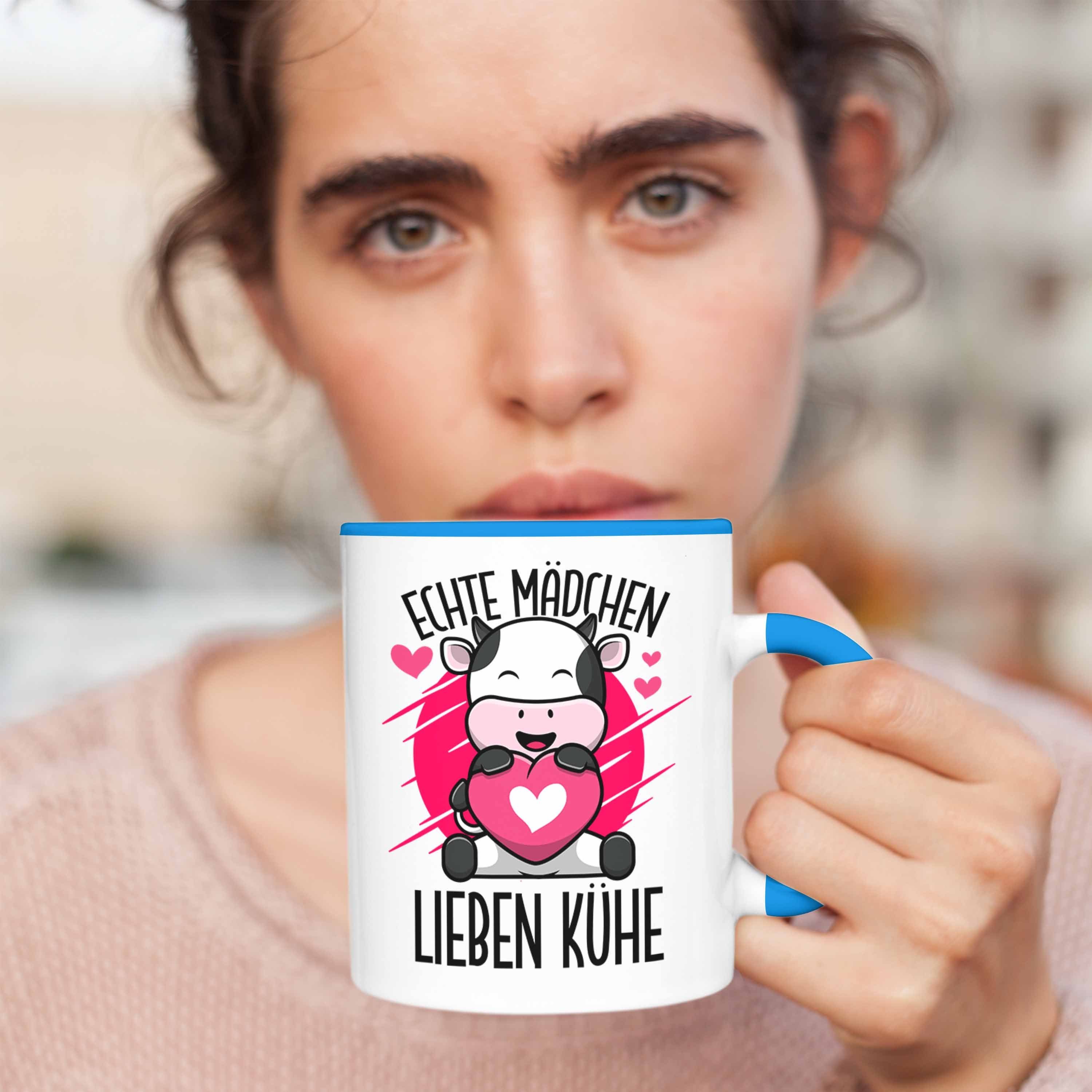 Liebhaber Trendation Tasse Blau Kühe Tasse Mädchen Kuh Geschenkidee Lustige für