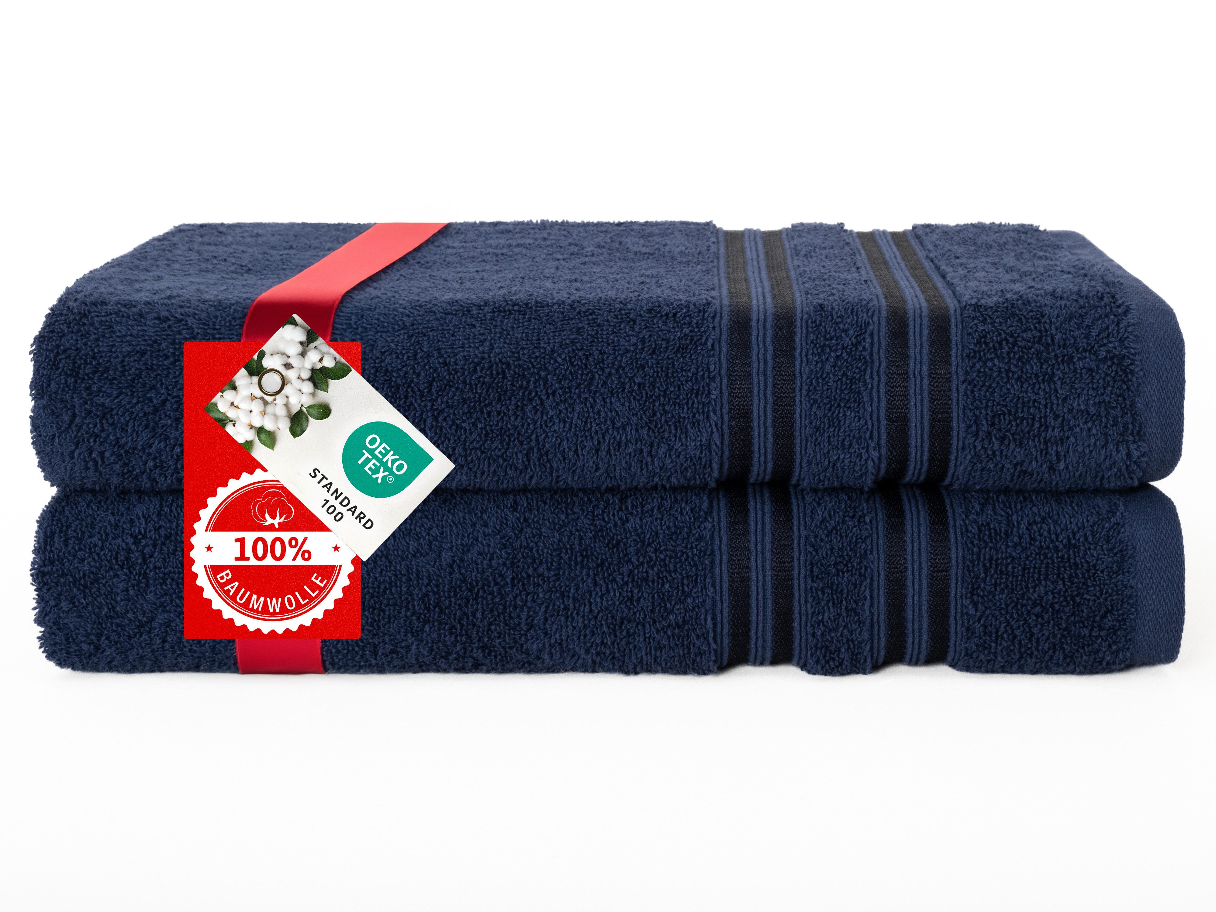 HAMMETEX Duschtuch 2er Set Badetücher 70x140 cm, 100% Baumwolle, Weich & Saugstark, Frottier (Set, 2-St), mit Bordüre, einfarbig, weich – Bild 3 von 5