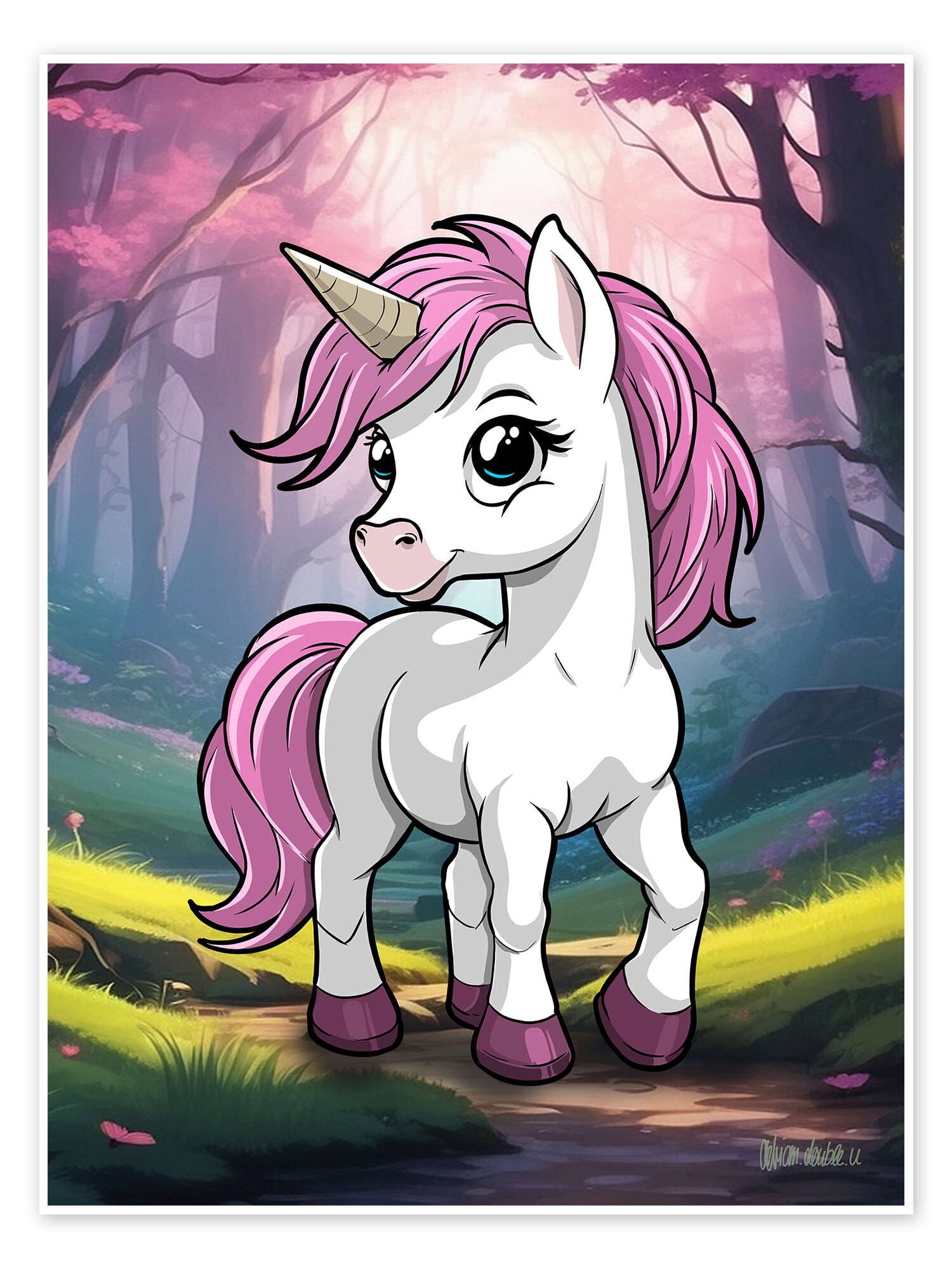 Posterlounge Wandbild Kleines Einhorn, A.DOUBLE.U, erhältlich als Poster, Leinwandbild, Wandsticker oder Acrylglasbild