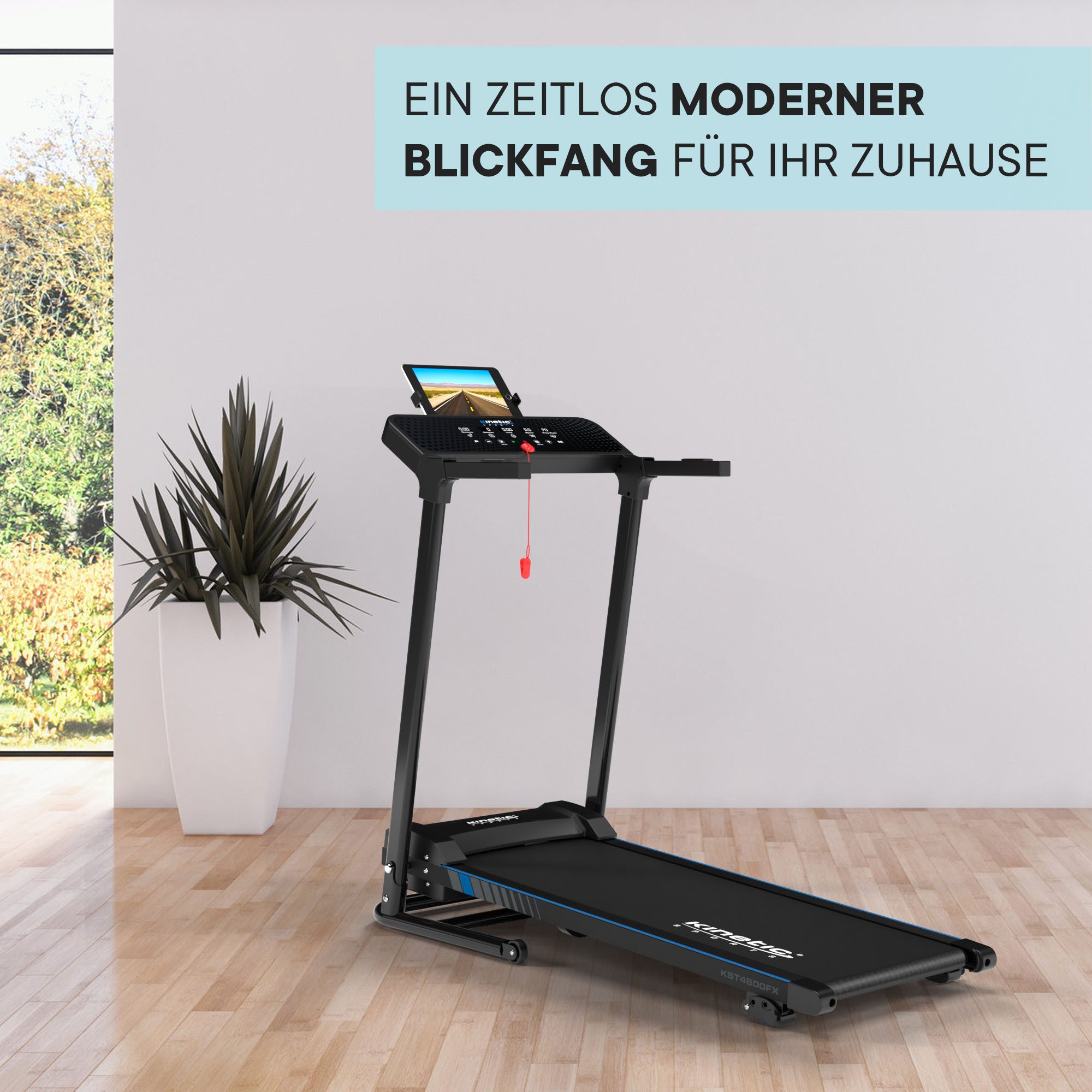 Kinetic Sports Laufband, 40 cm Lauffläche, LCD Display, 1100 Watt Motor, bis 12 km/h