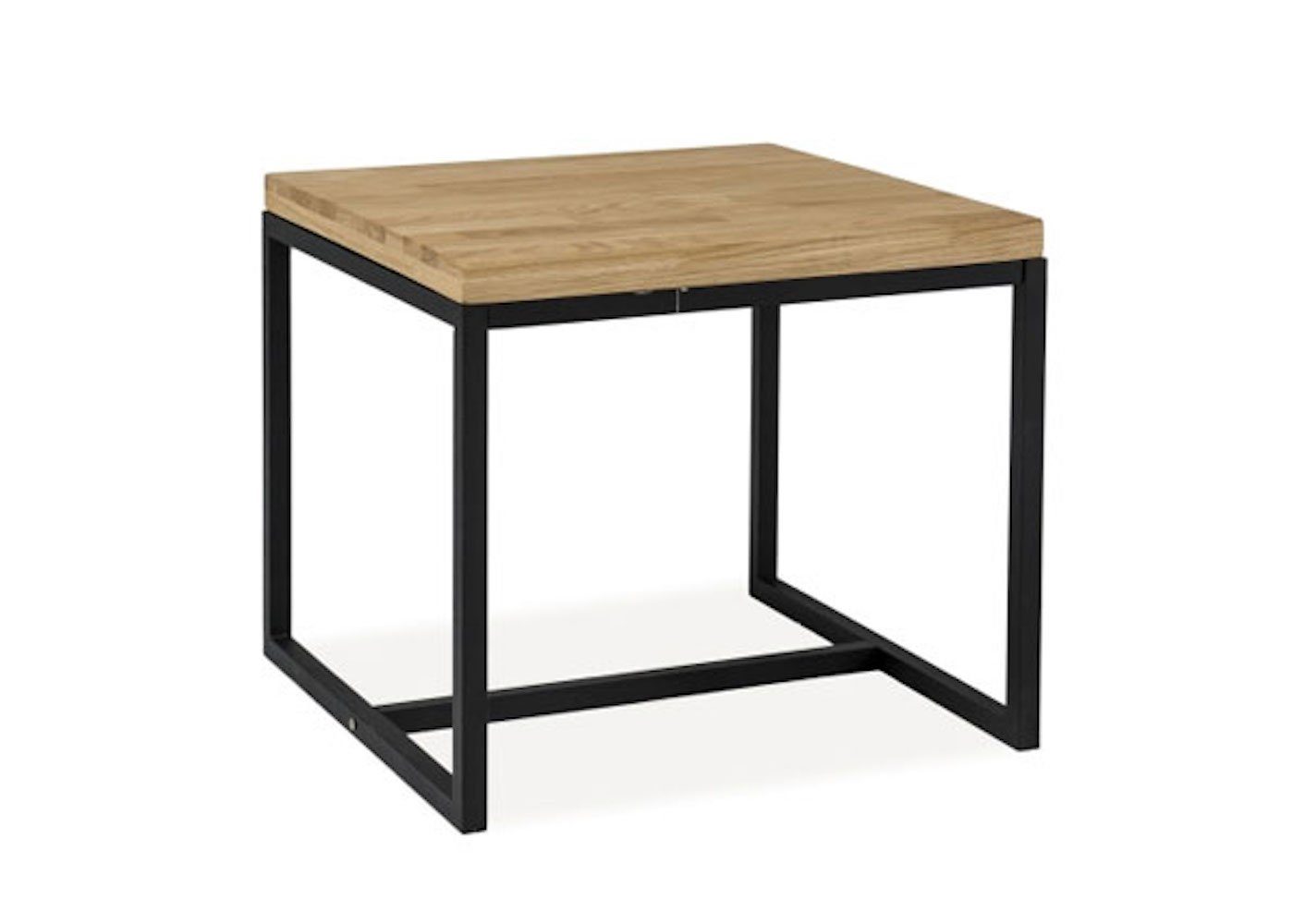 Eiche 60x60x54cm Couchtisch Feldmann-Wohnen C, Loras schwarz Massiv