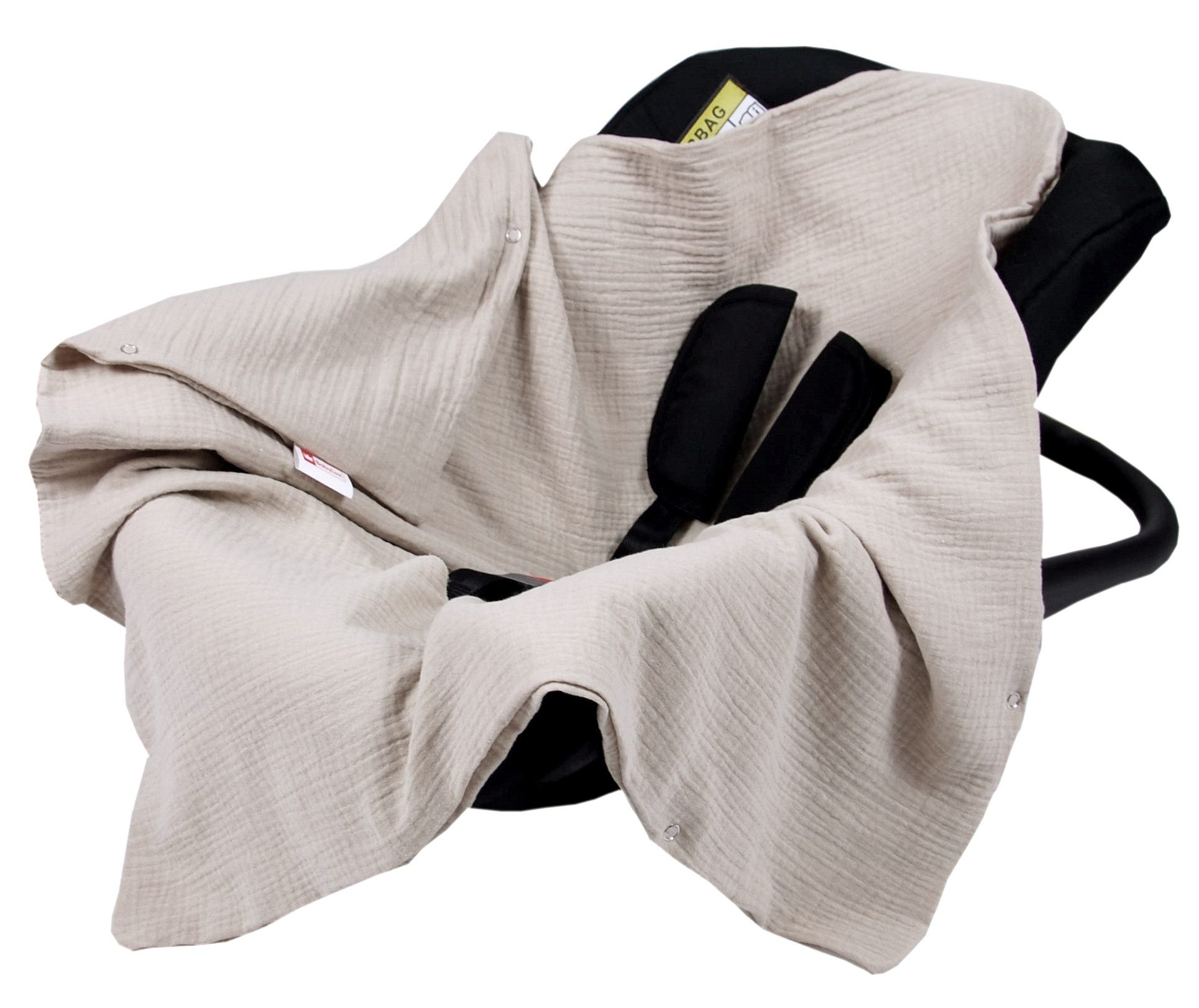 BabyLux Babyschale Einschlagdecke Babyschale Autositz Babydecke 80x80 cm aus Musselin, Natural_80x80