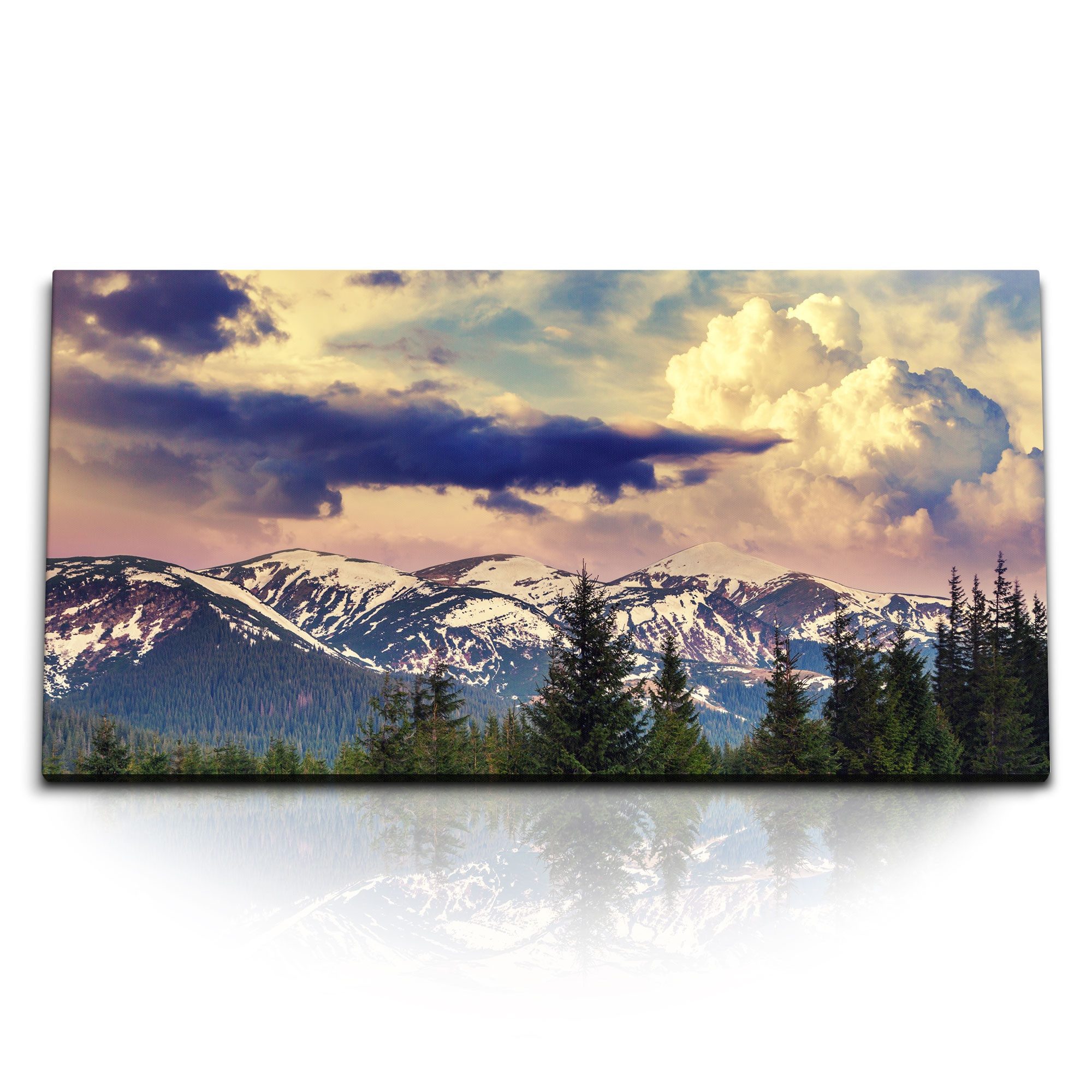 Leinwandbild Kunstdruck Bilder 120x60cm Berge Landschaft Schnee Alaska Natur dunkle