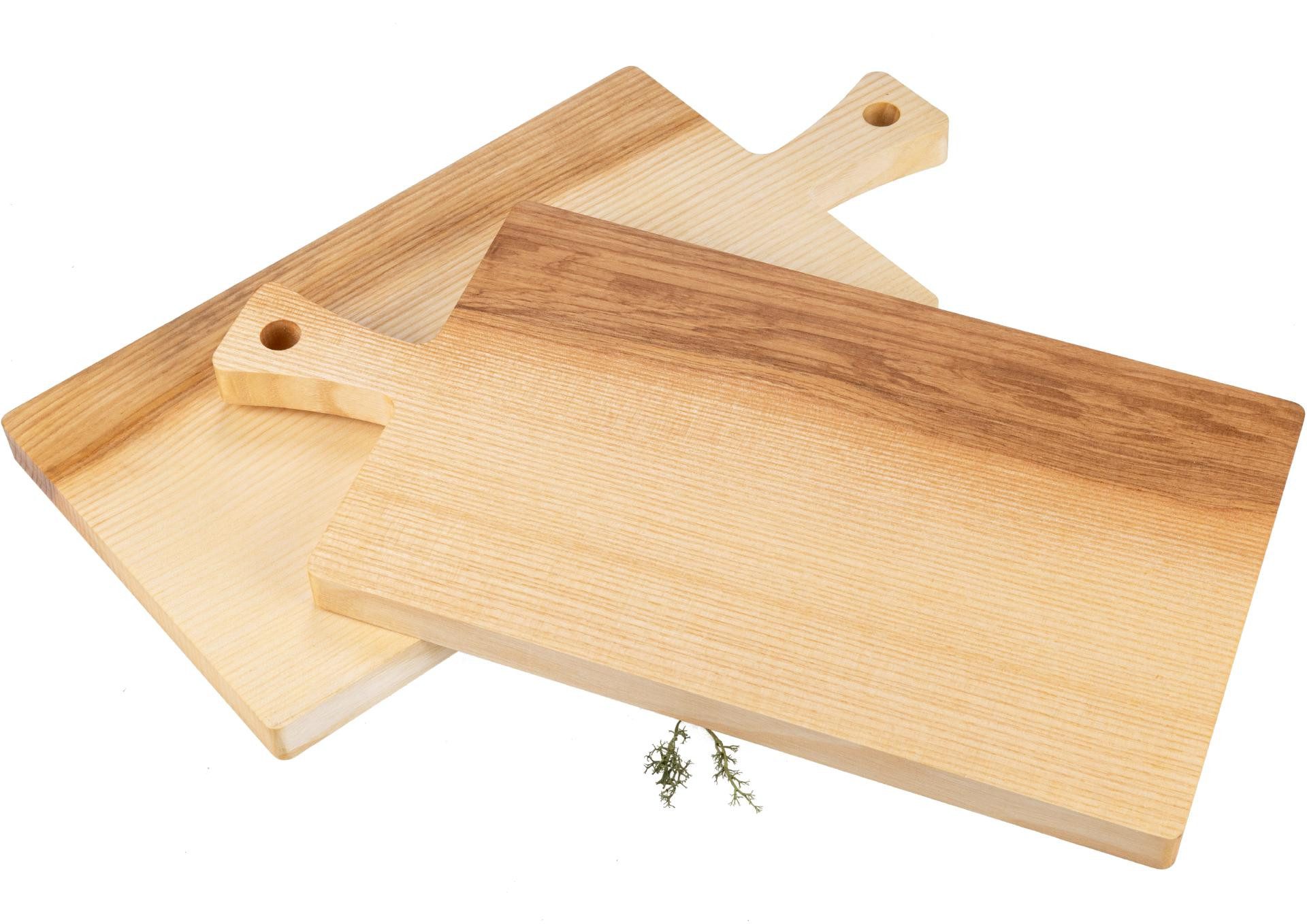 Holz Frank Schneidebrett Schneidebrett mit Griff - Kern Esche - 40 x 20 x 2 cm geölt FSC®, Holz, (1-St)