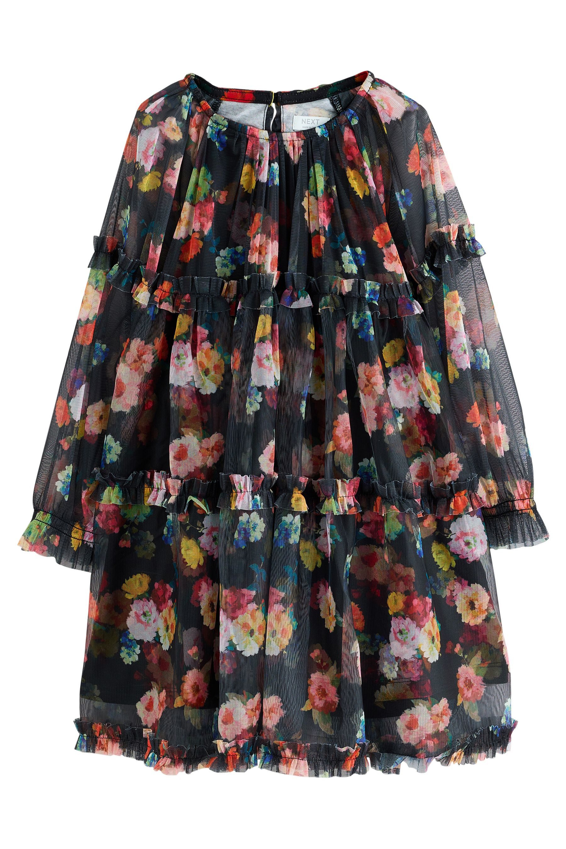 Next Tüllkleid Langärmeliges Mesh-Kleid (1-tlg)