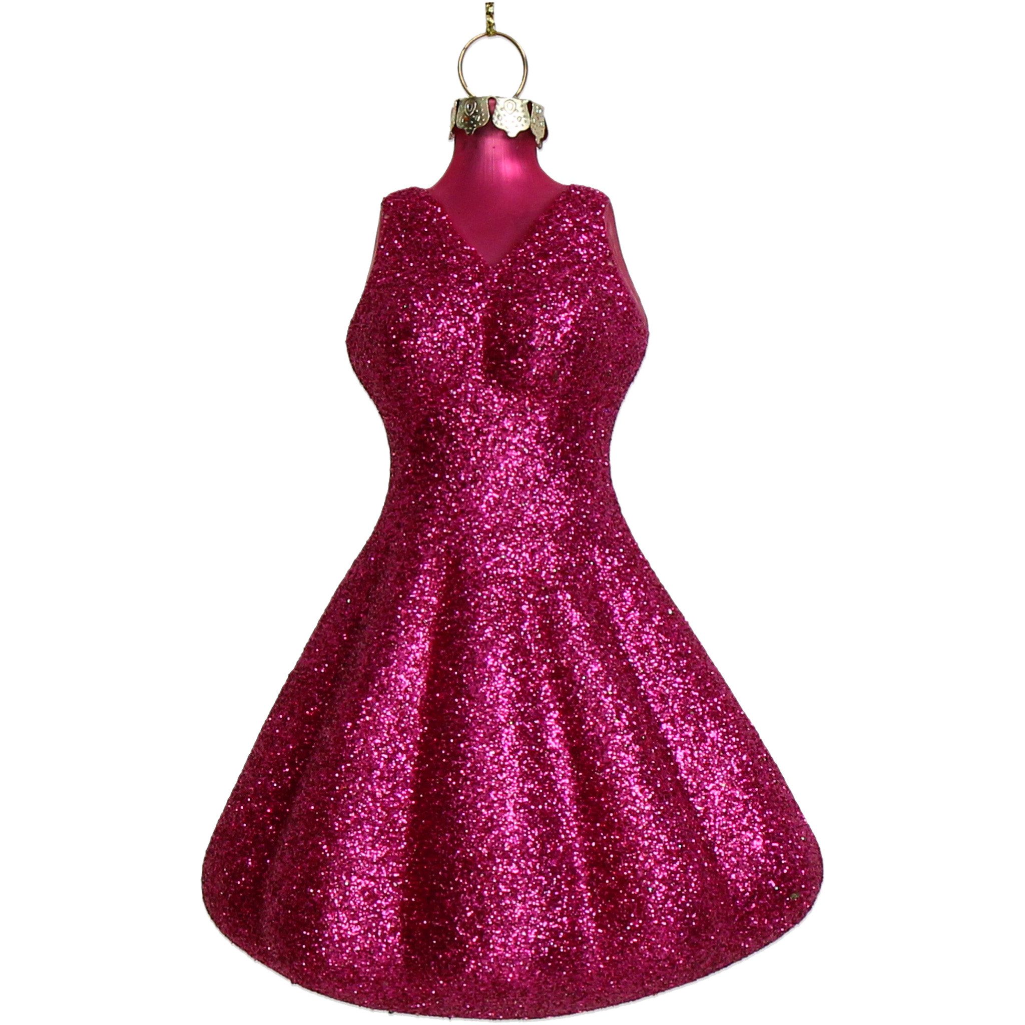 HD Collection Christbaumschmuck, Christbaumschmuck Glas 12,2cm Abendkleid Figur Pink
