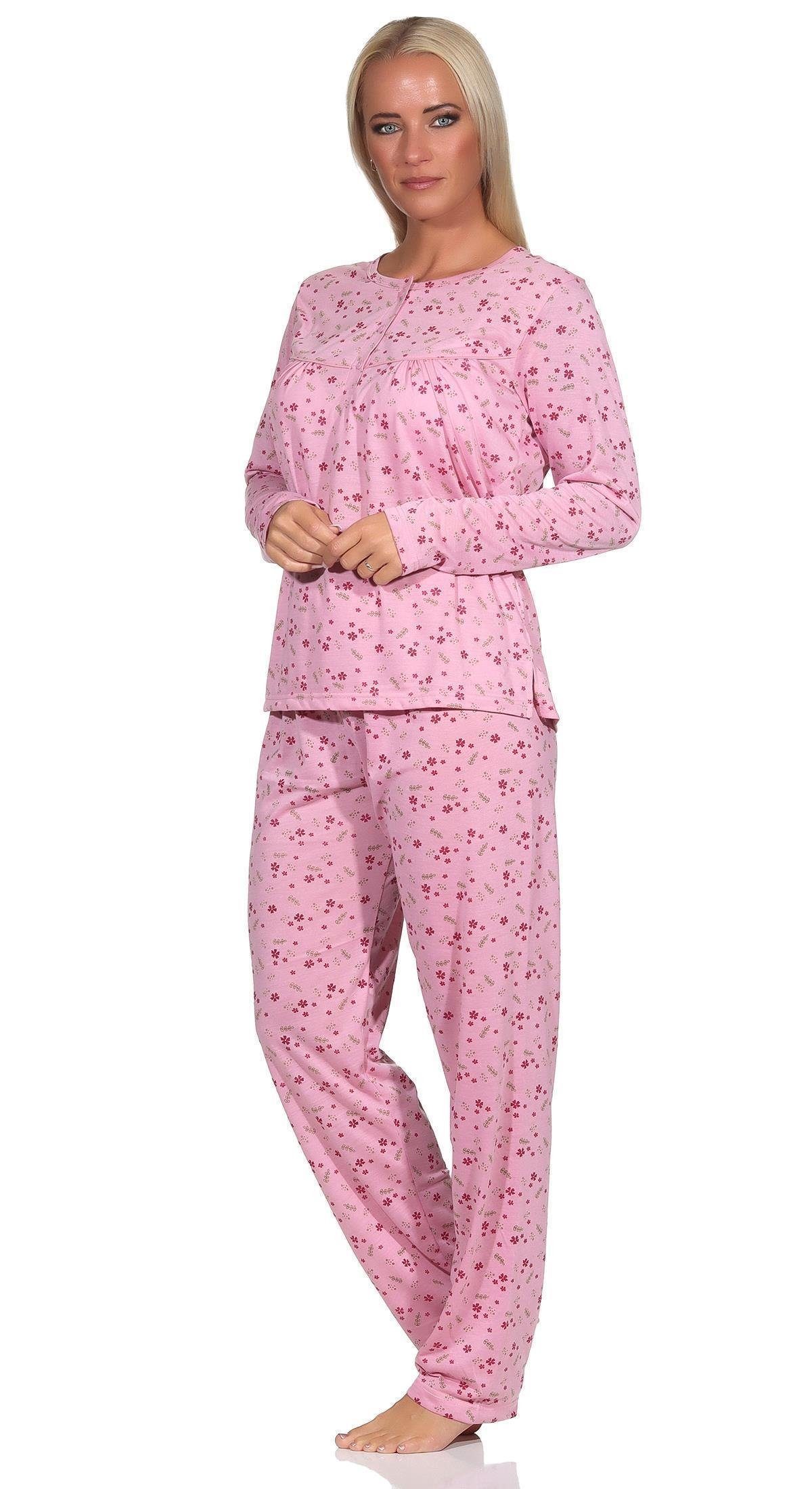 EloModa Pyjama Damen Pyjama langarm zweiteiliger Schlafanzug; Gr. M L XL 2XL (2 tlg) Altrosa