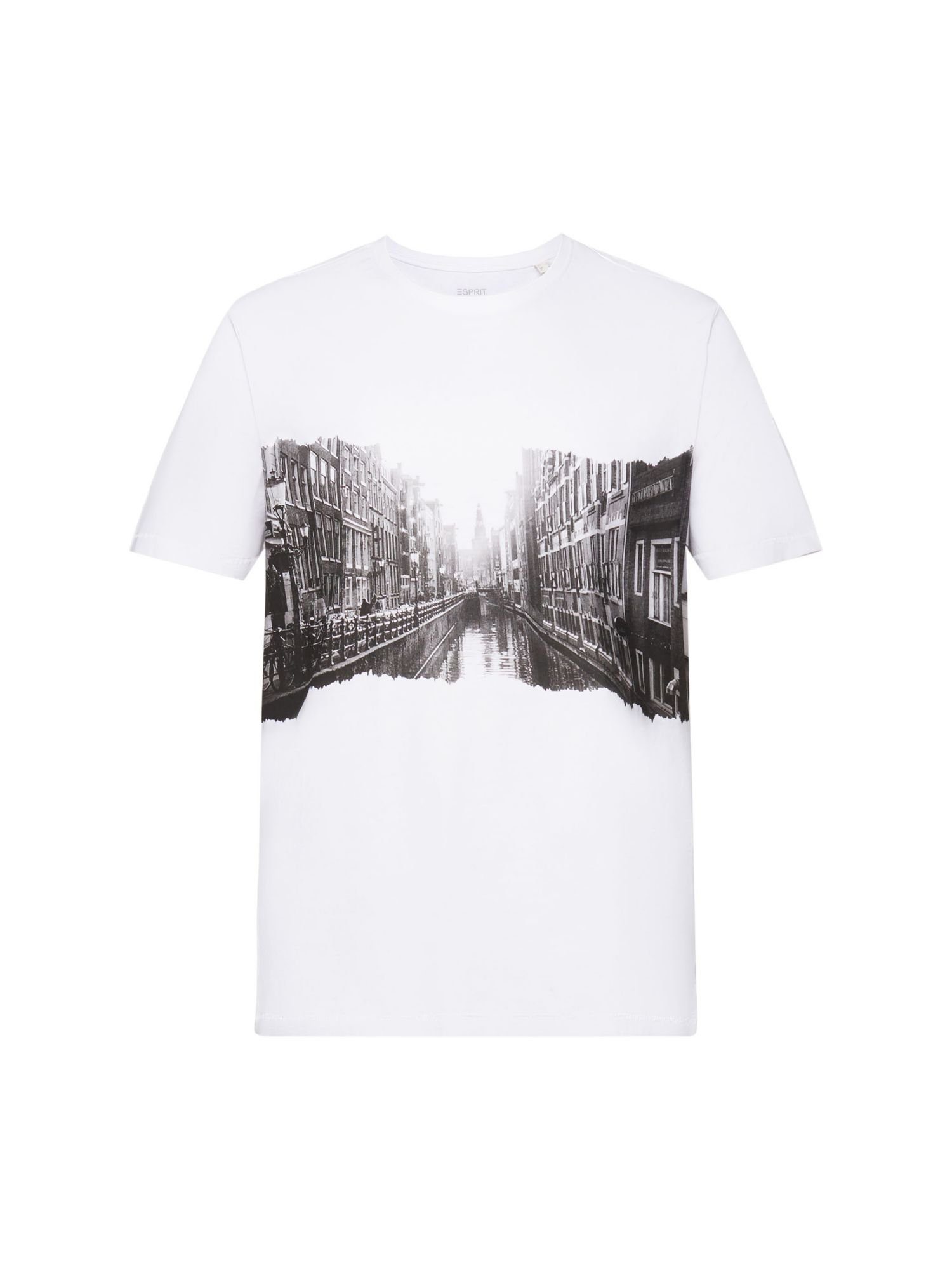 edc by 100 T-Shirt Esprit Print, (1-tlg) WHITE Baumwolle % Rundhals-T-Shirt mit