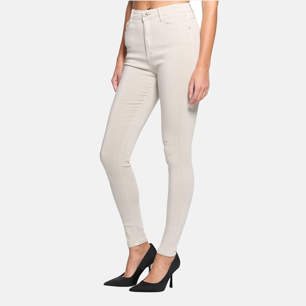 Elara High-waist-Jeans Elara Damen Beige Super Jeans High (1-tlg) Waist