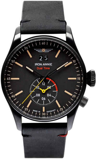 IRON ANNIE Quarzuhr Flight Control, Dual Time, 5144-2, Armbanduhr, Herrenuhr, Datum, Made in Germany