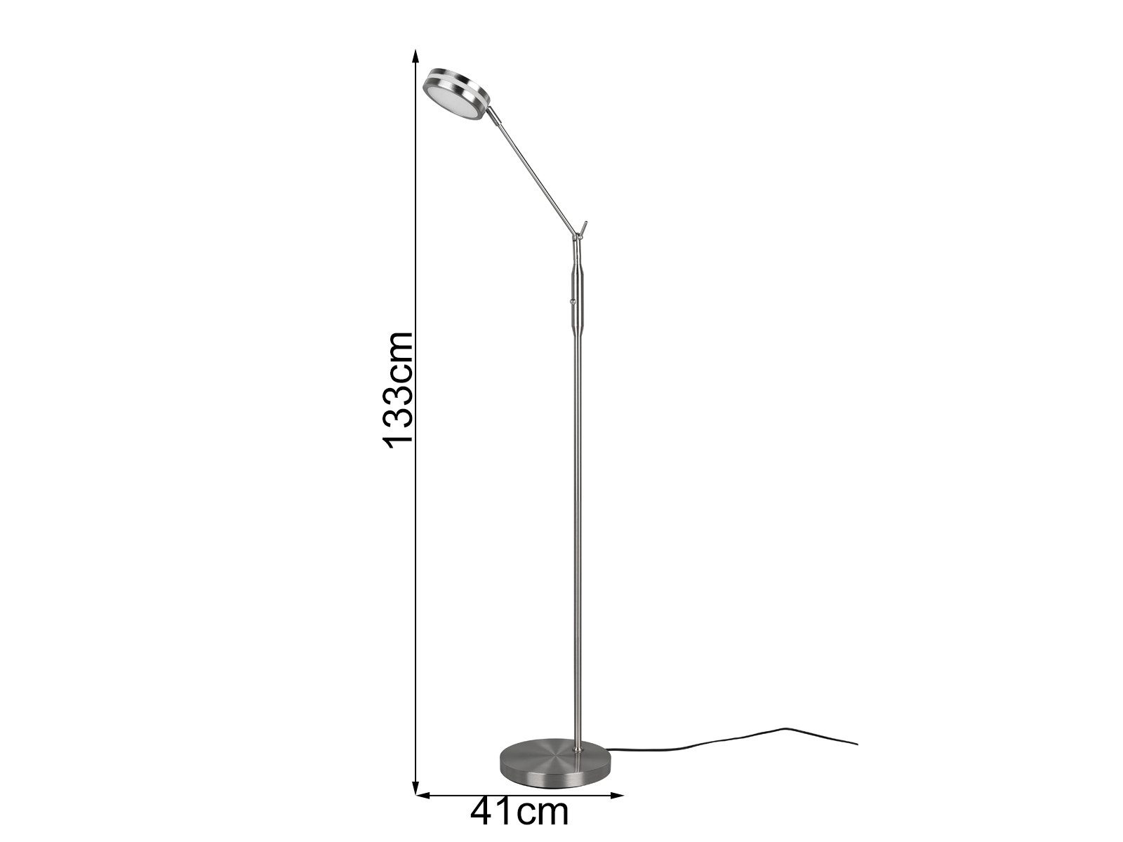 TRIO Leuchten LED Stehlampe, Dimmfunktion und Memory Funktion, LED fest integriert, Stufenlos dimmbar über integrierten Sensor, Neutralweiß, Warmweiß, Schwenkbare LED Steh Lese-Lampe aus Metall, minimalistisch, Höhe 133cm