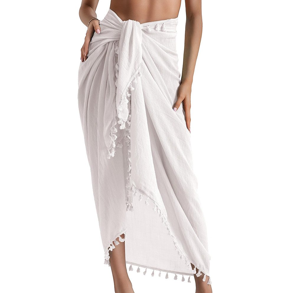 nsihing Sarong Damen Strand-Sarong – Wickel-Strandtuch / Pareo,mit Quasten, langer Strand-Wickelrock,sommerlicher Strand- und Urlaubsschutz