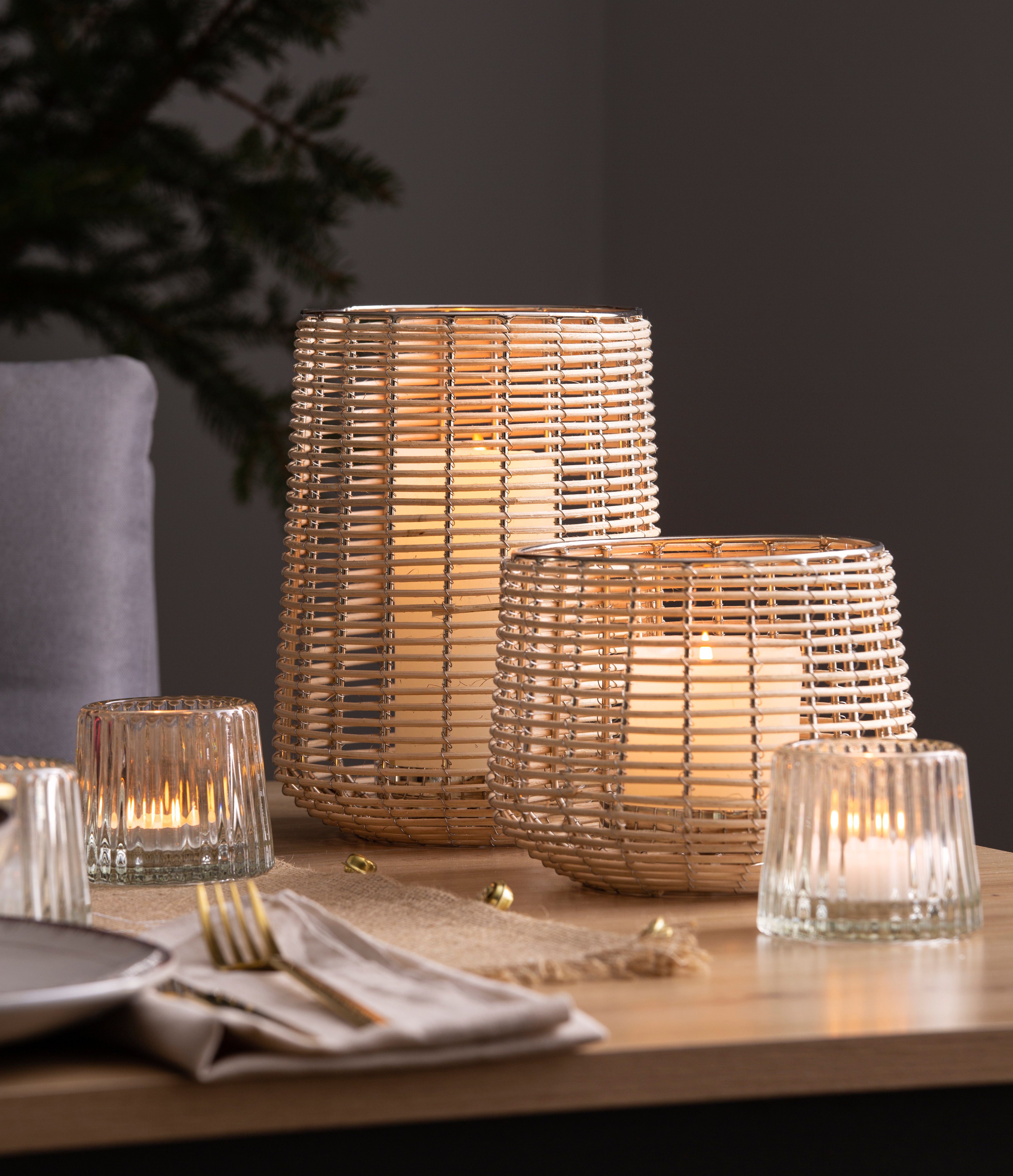 Home affaire Windlicht Kerzenhalter Vallenay (1 St), aus Naturweide und Met günstig online kaufen