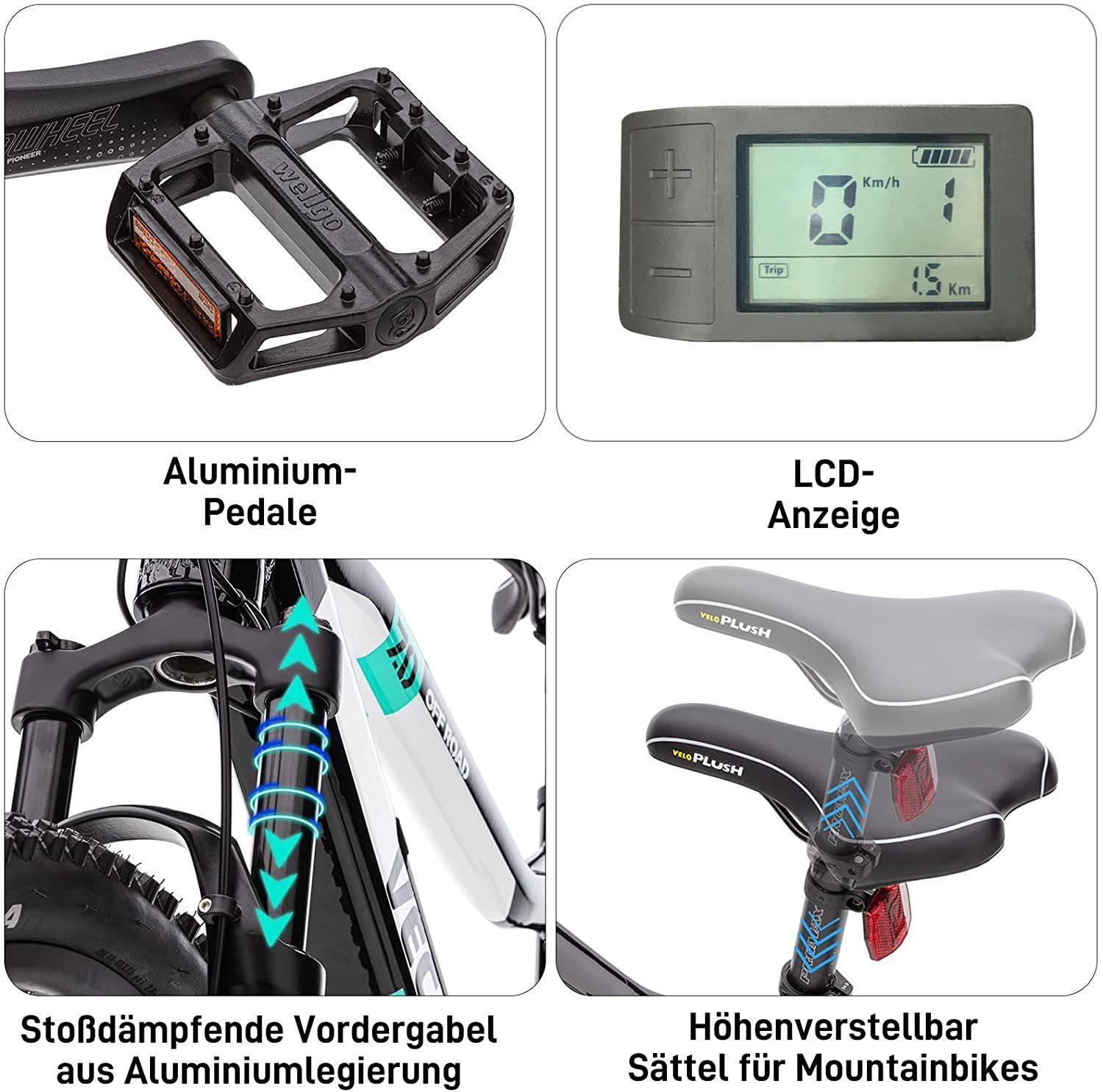 Schaltwerk, 8 E-Bike akku Kettenschaltung, Heckmotor, Wh VECOCRAFT Altus 10.4AH, Gang 375,00 OFFROAD Shimano 12AH