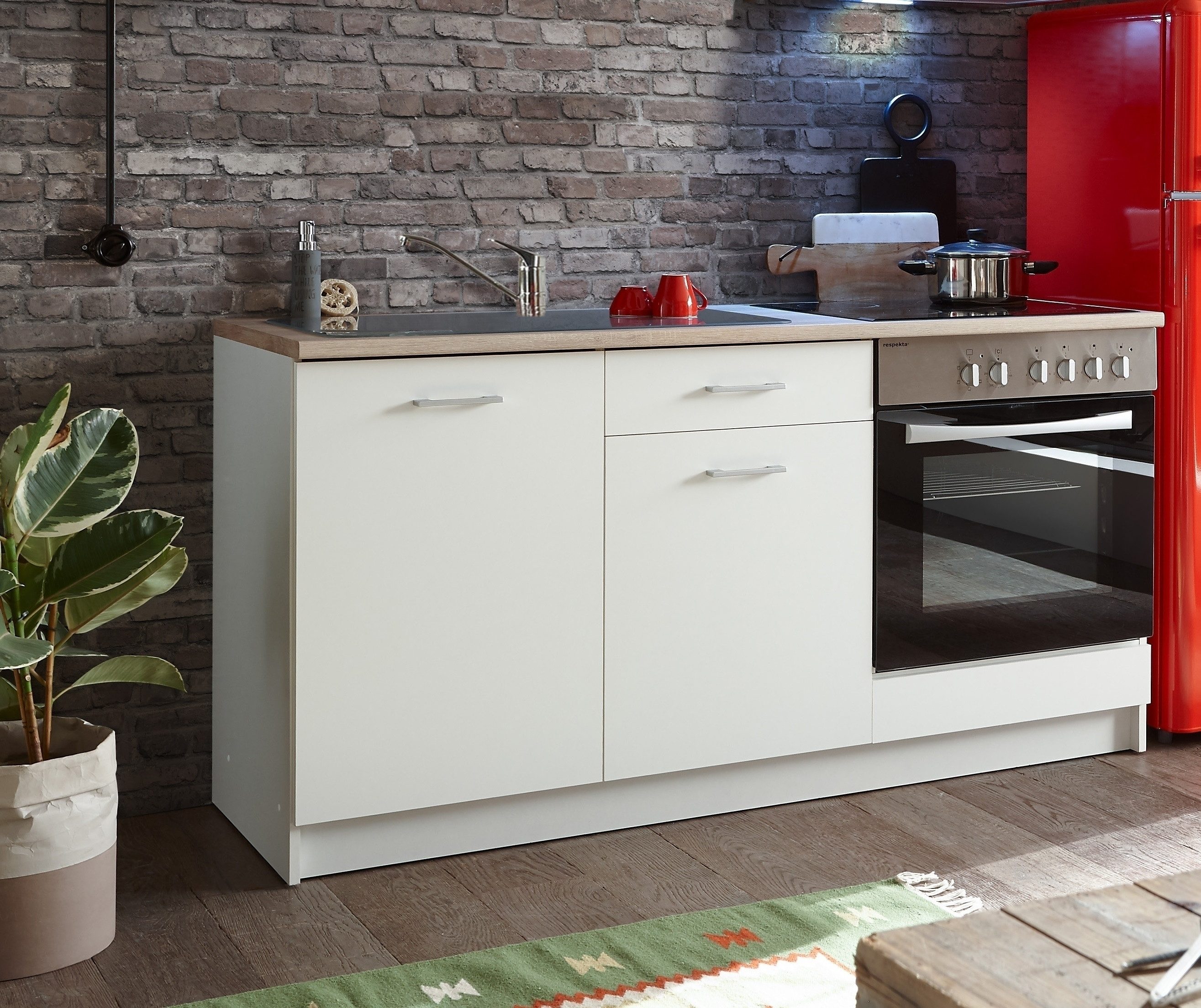 PREISBRECHER Küchenzeile Wow, in Weiß matt - 160x85x60 (BxHxT) günstig online kaufen