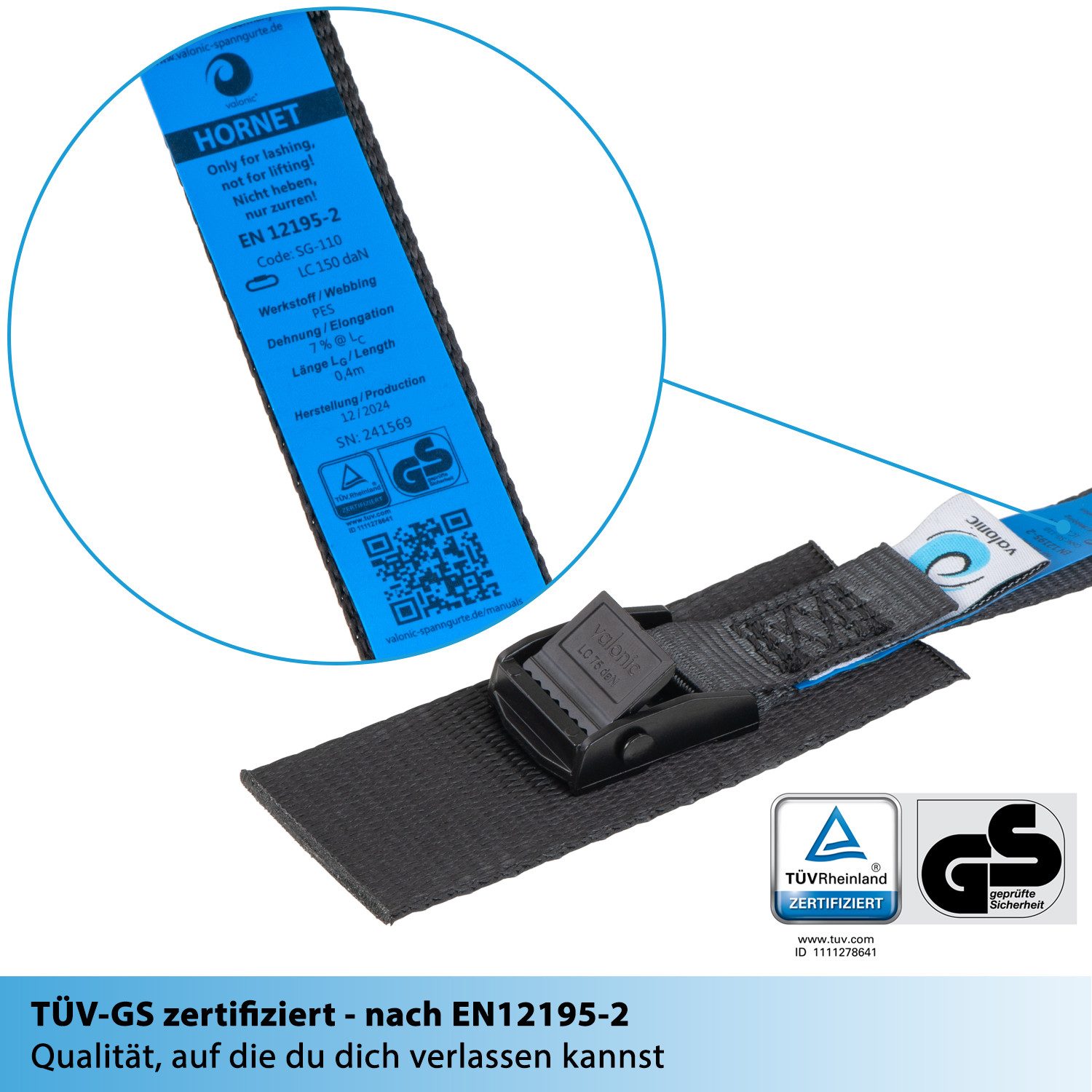 valonic Spanngurt Spanngurte Klemmschloss SG-110 (4 Stück) - HORNET !#Vater #1 (4-St)