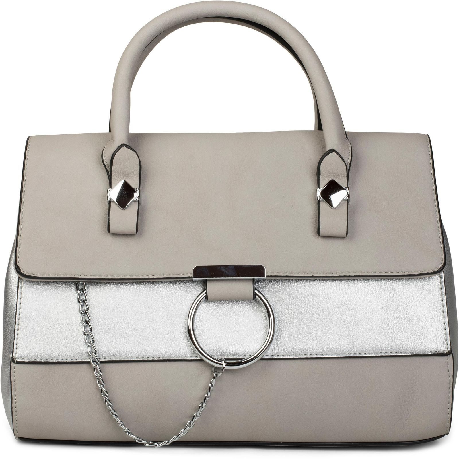 styleBREAKER Henkeltasche Henkeltasche 2-Tone mit Metall Ring und Kette (1-tlg)