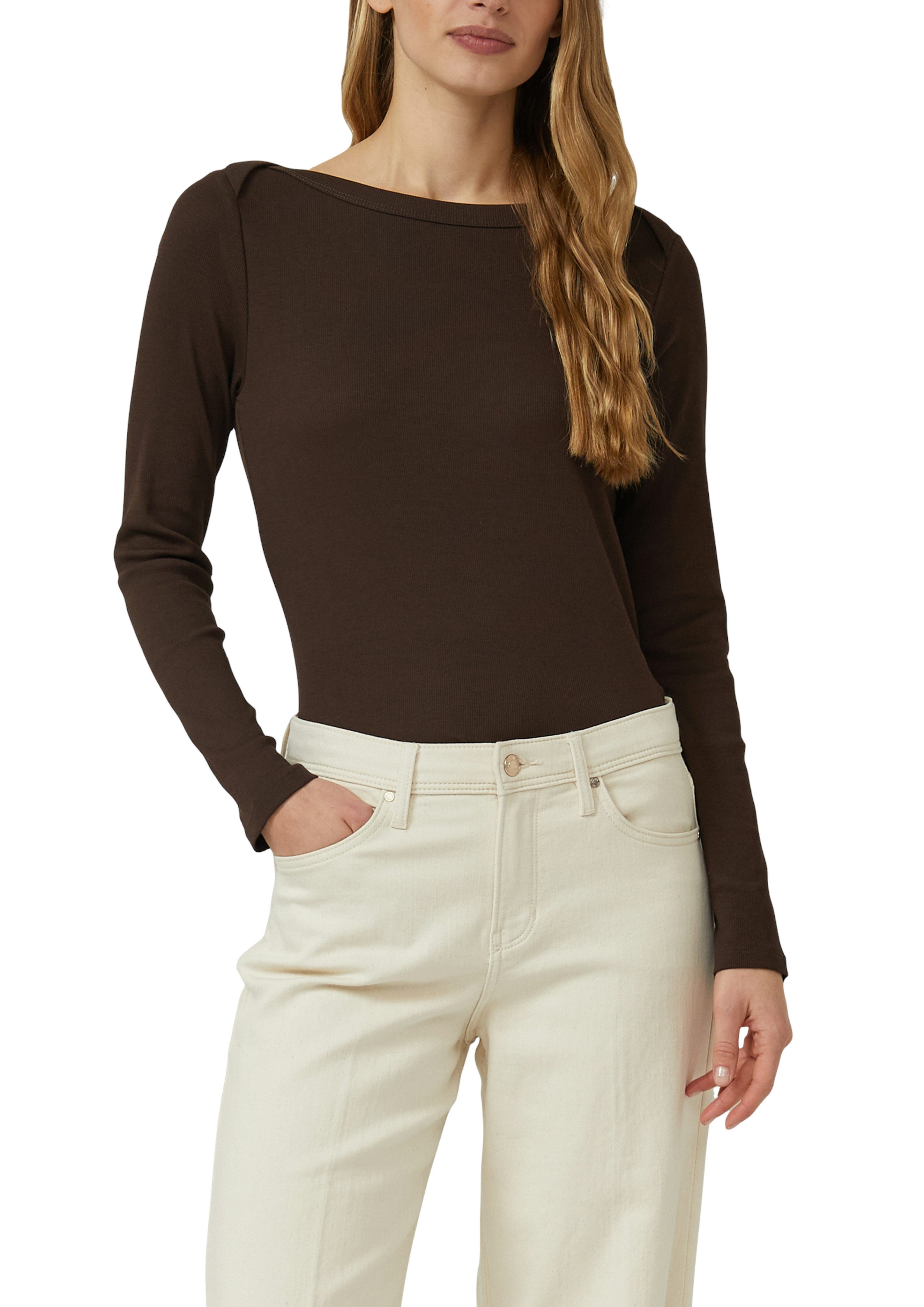 s.Oliver Langarmshirt gerippt, mit U-Boot-Ausschnitt günstig online kaufen