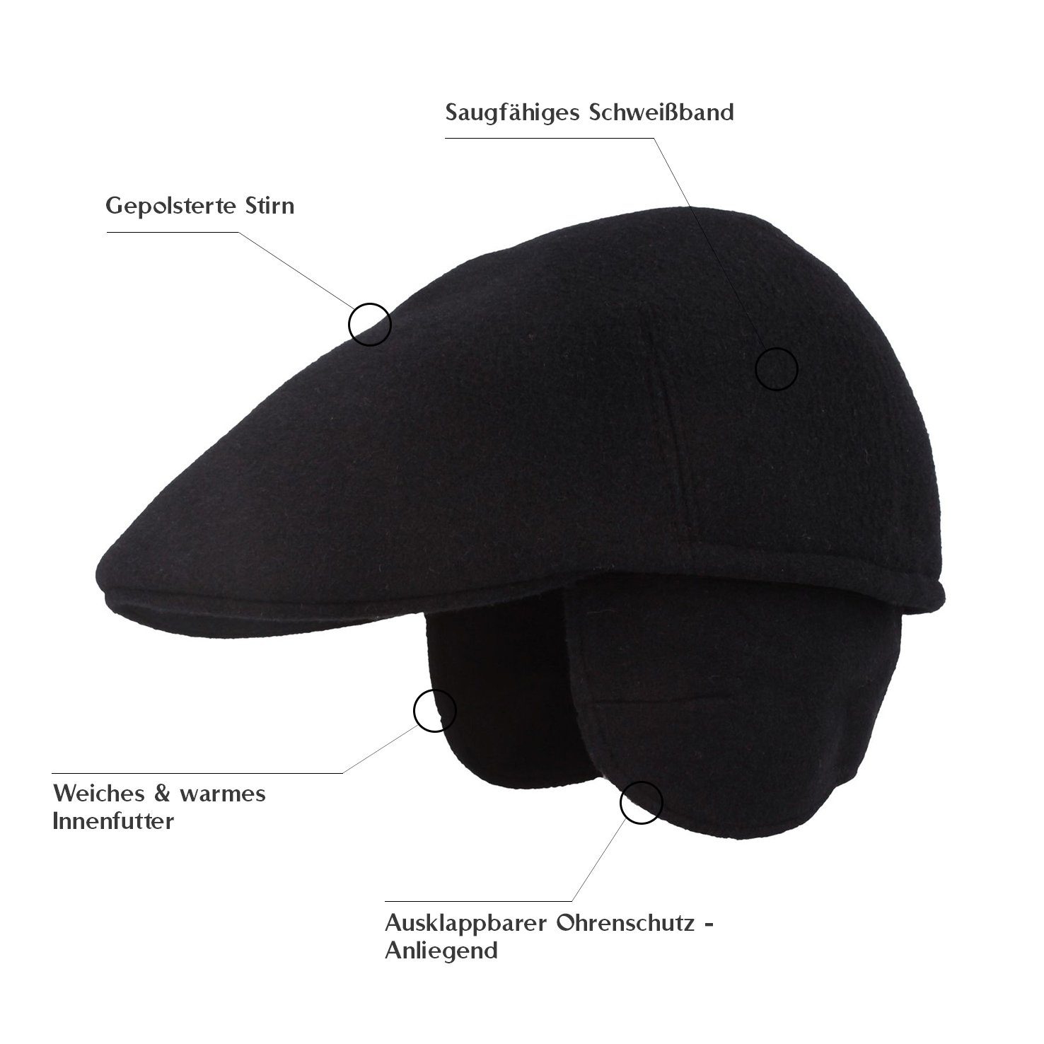 Breiter Schiebermütze Knautschbar mit Ohrenklappen günstig online kaufen
